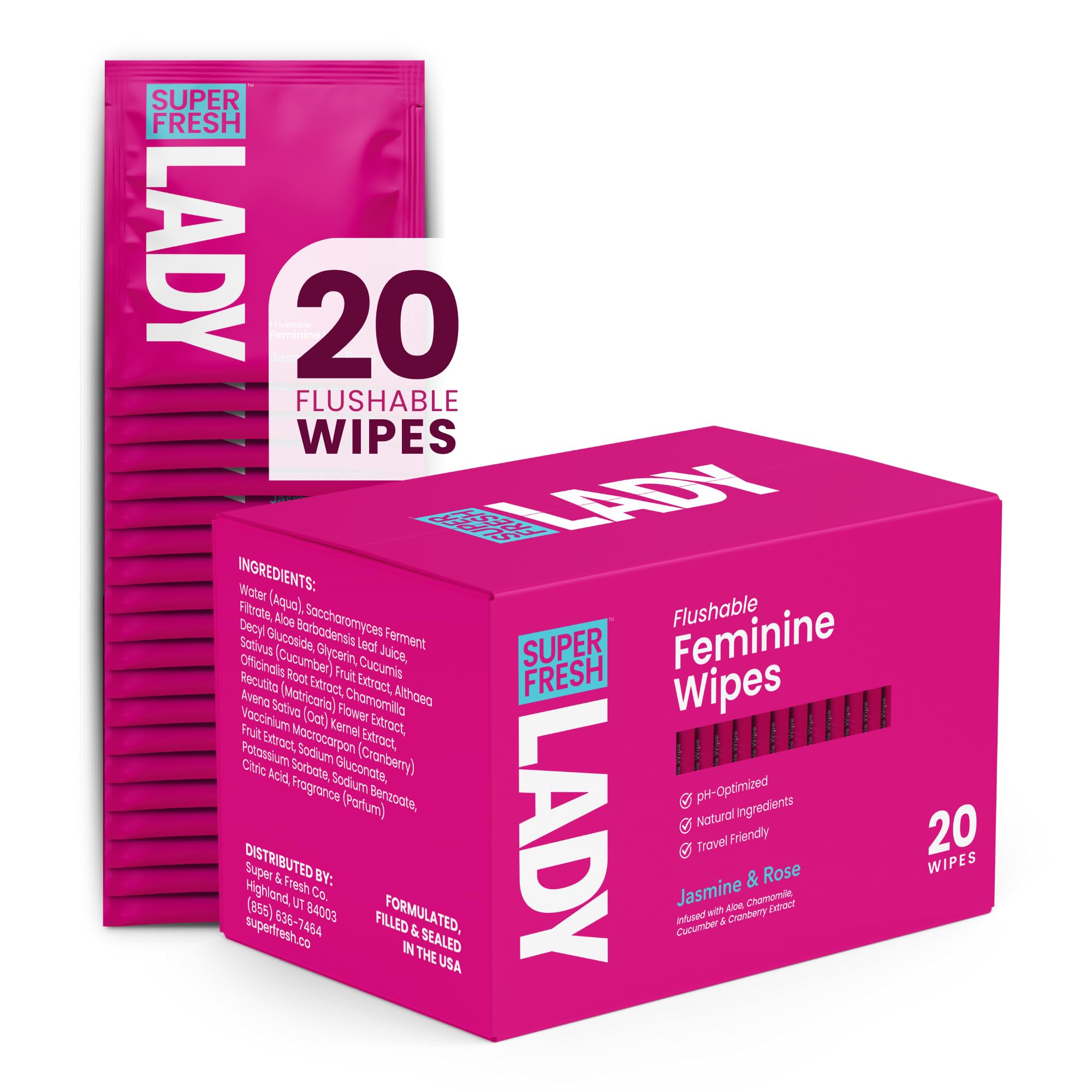 Lady Parts Feminine Wipes - Flushable Wet Wipe For Women - Ph Optimized For Privates, Body, Booty, & Face - Good For Travel & In
