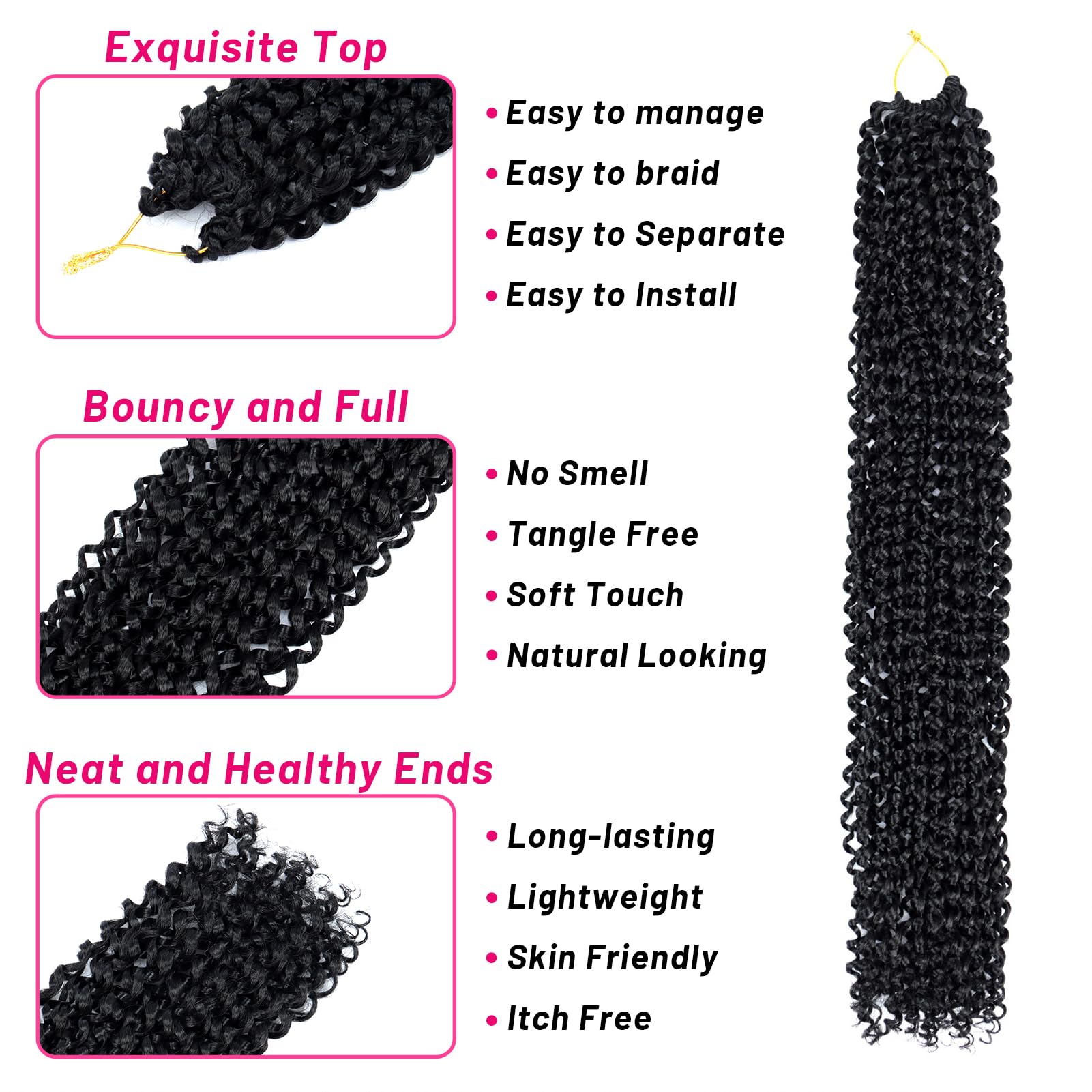 Dorsanee Passion Twist Hair 24 Inch 7 Packs Water Wave Crochet Hair Long Bohemian Curly Braiding Hair For Butterfly Locs, Faux L