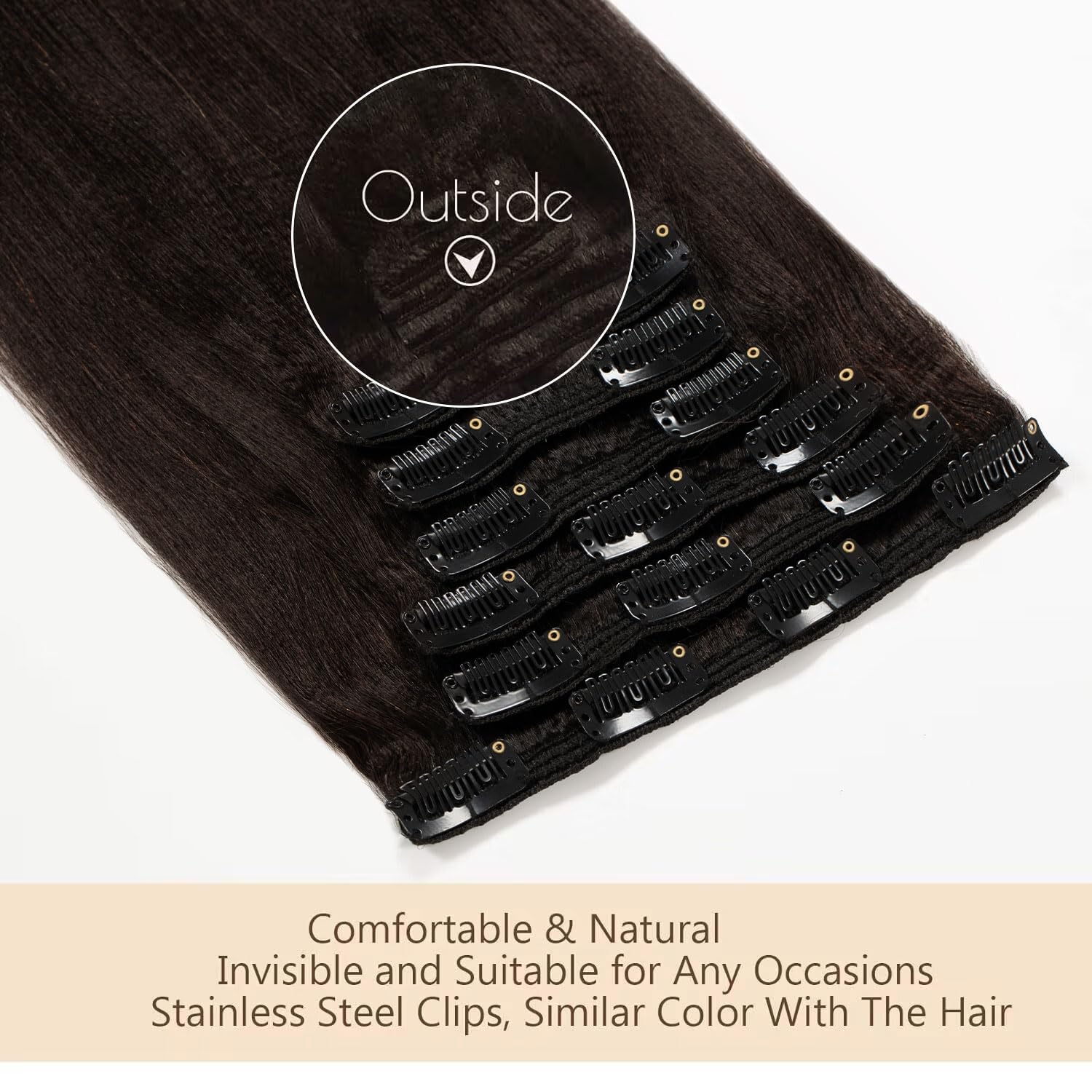 Loxxy Yaki Clip in Hair Extensions Real Human Hair for Black Women 22 inch Real Remy Thick Style Double Weft for African America