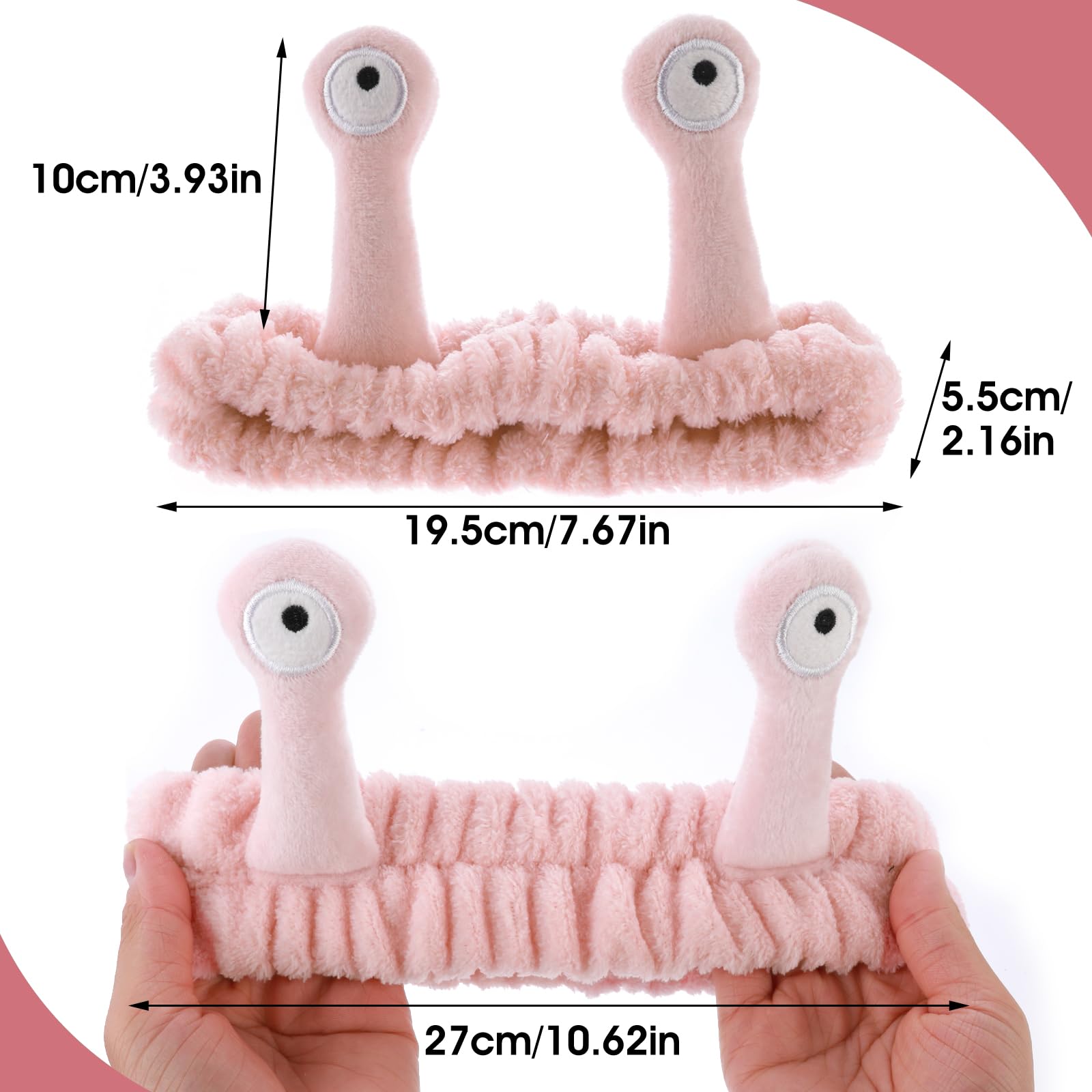 WLLHYF Spa Headband Facial Makeup Head Band Microfiber Soft Coral Fleece Head Wraps Snail Cartoon Cute Hair Accessories Elastic