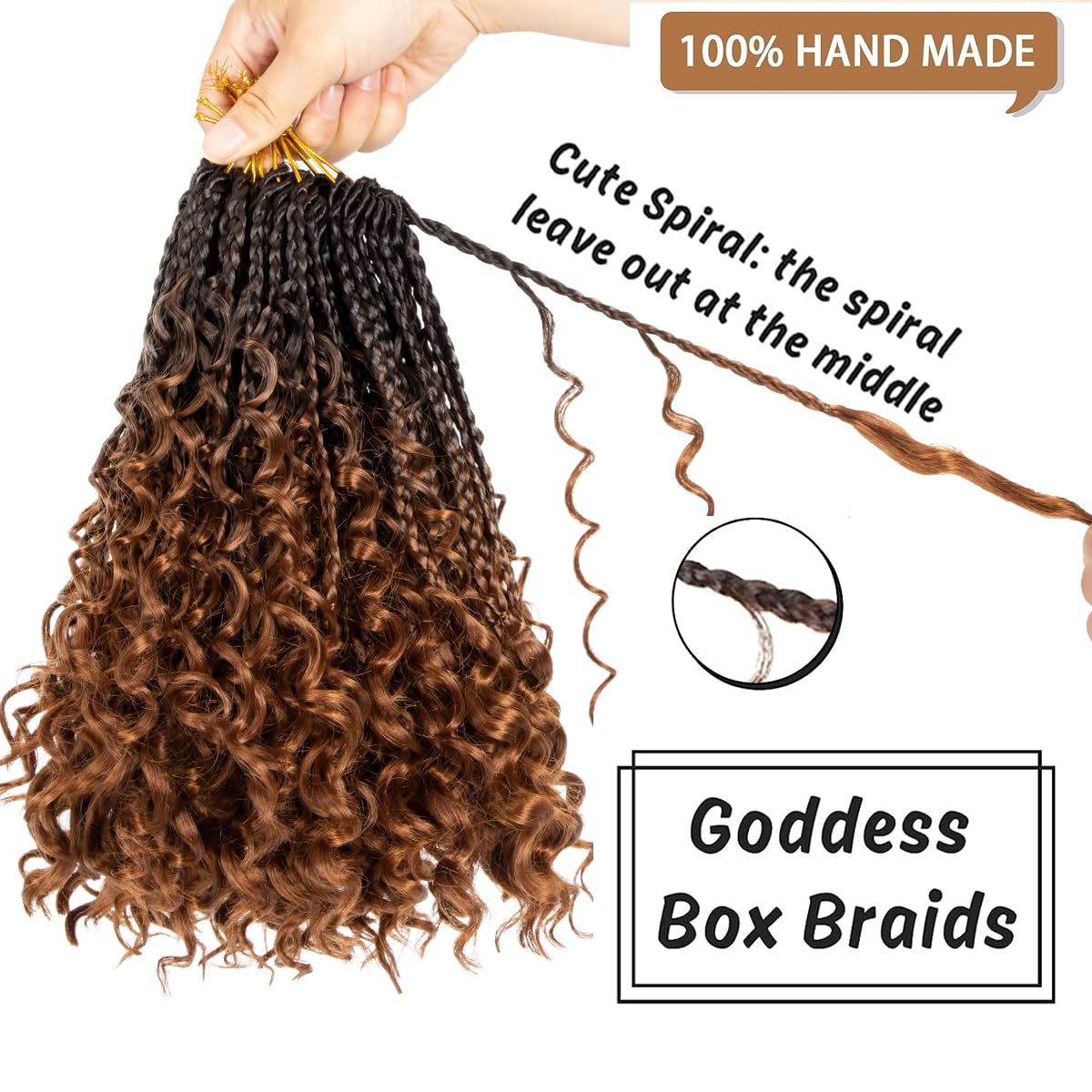 Cookoo 10 Inch Goddess Box Braids Crochet Hair With Curly Ends 8 Pack Bohemian Hippie Box Braids Pre-Looped Crochet Hair Synthet