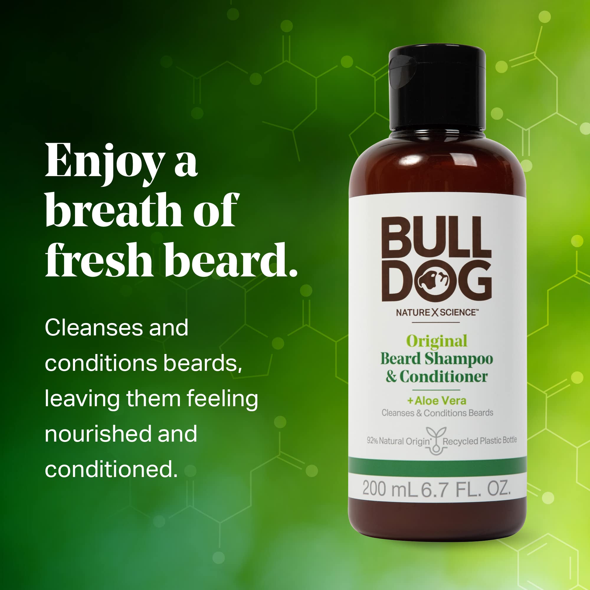 Bulldog Mens Skincare And Grooming For Men Original Beard Shampoo And Conditioner, 6.7 Ounce, Pack Of 2