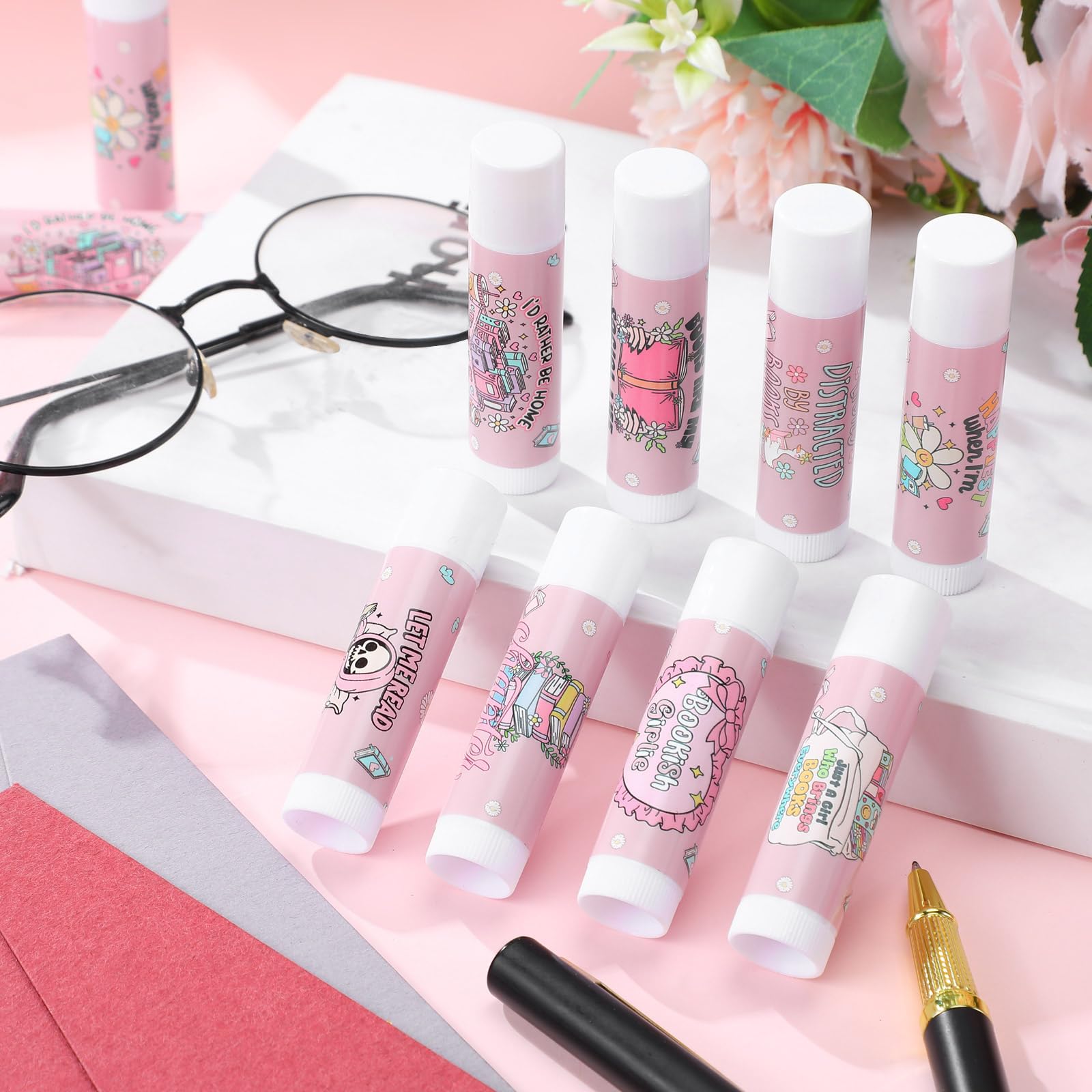 Heigble 32 Pcs Bookish Book Club Gifts Lip Balms Bulk Book Club Lover Bookish Party Favors Librarian Bookworms Readers Lip Balm