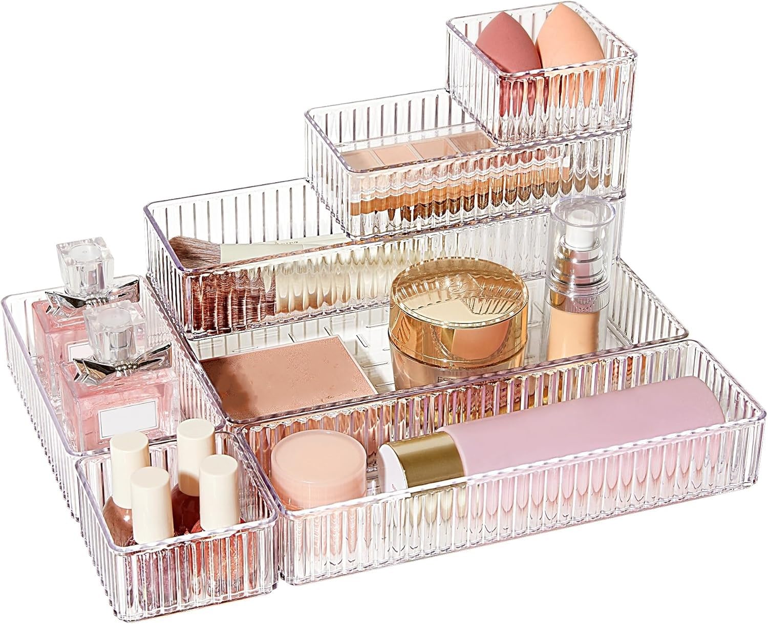 Inovera (Label) 7 Pcs Makeup Drawer Organizer Tray  Cosmetic Organiser Containers  Vanity Storage Box For Dressing Table  Tra