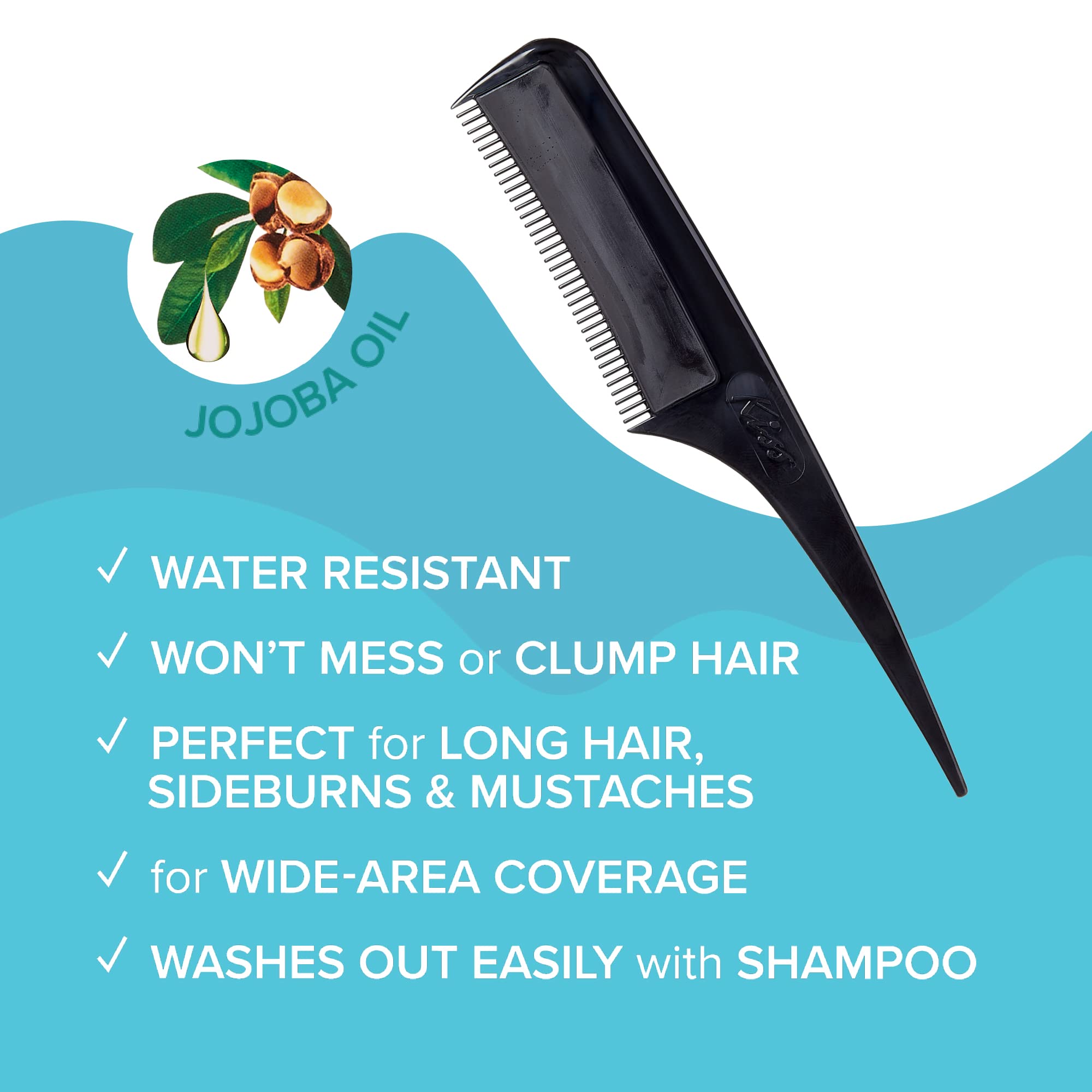 Red By Kiss Quick Cover Root Touch Up Comb Type Water-Resistant Temporary Gray Concealer Cover Up Brush For Hair And Beard (Blac