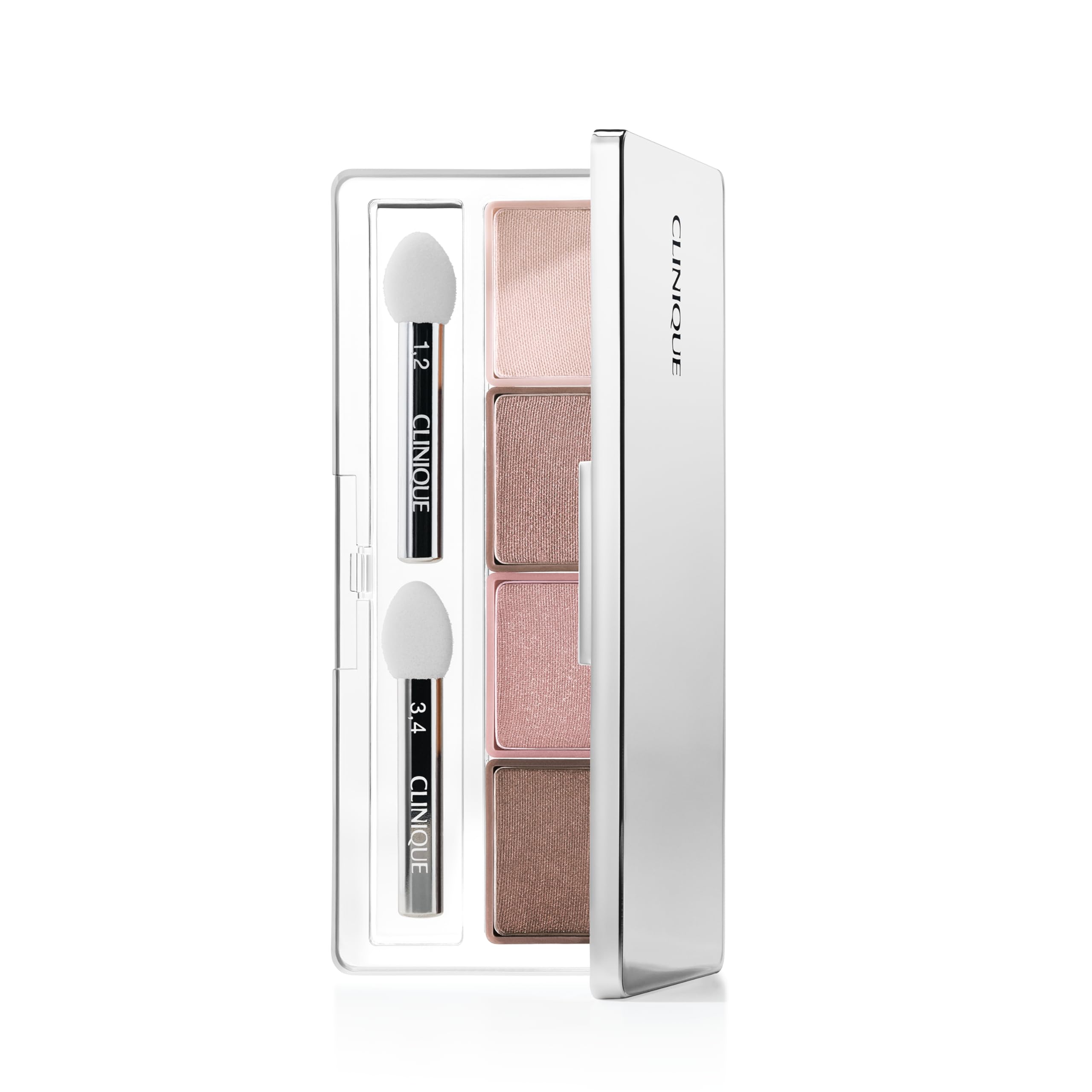 Clinique All About Shadow Quad | Long Lasting, Crease + Fade Resistant + Safe For Sensitive Eyes, Pink Chocolate