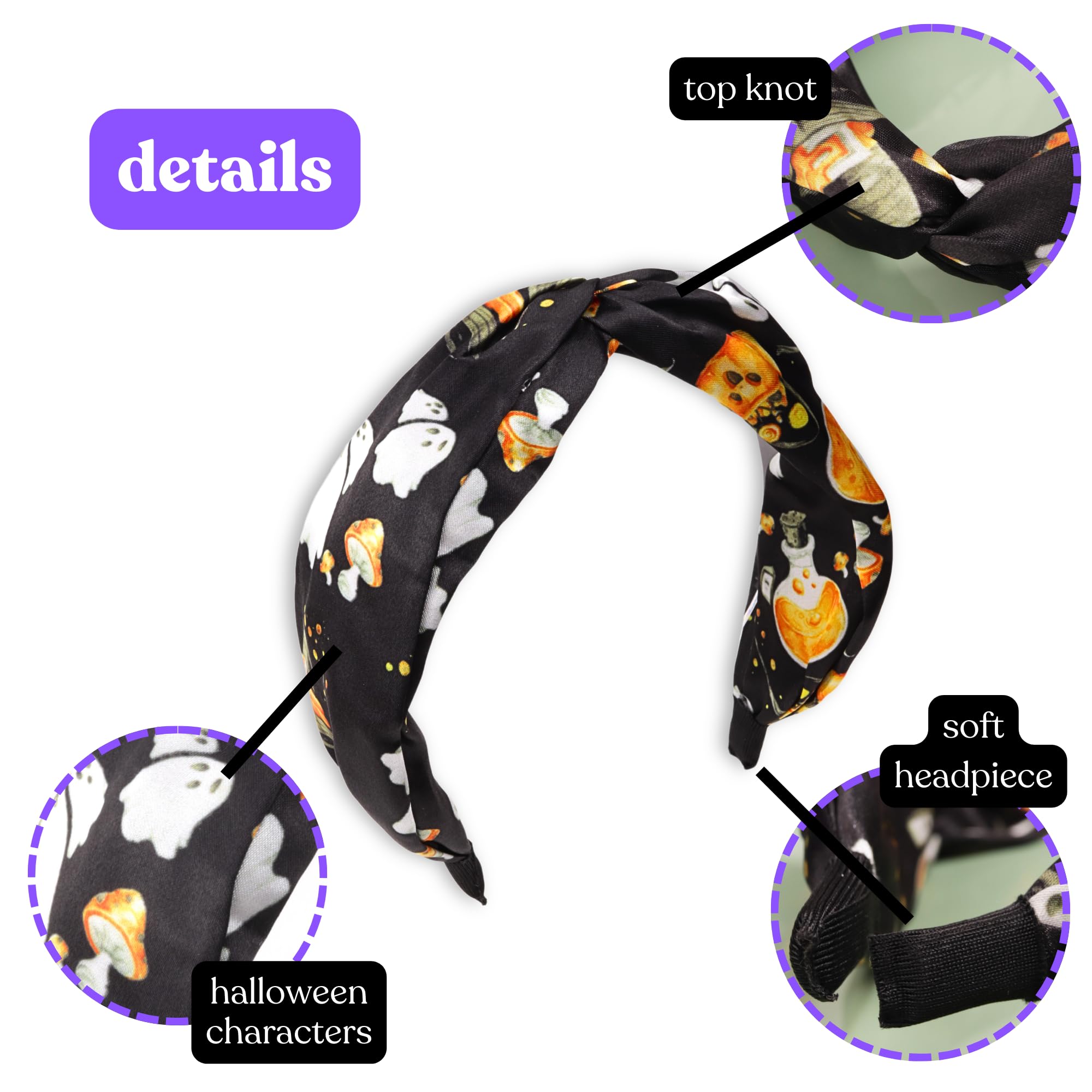 Needzo Halloween 2024 Knotted Headband, Black and Orange Festive Hair Accessory for Parties, Super Soft, 6.5 x 5 Inches