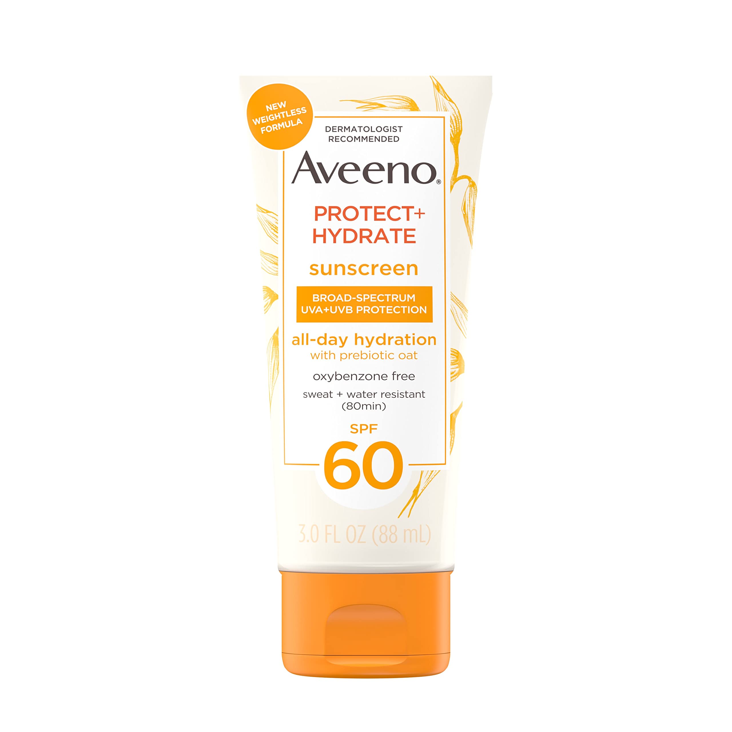 Aveeno Protect + Hydrate Moisturizing Body Sunscreen Lotion With Broad Spectrum Spf 60 & Prebiotic Oat, Weightless & Refreshing