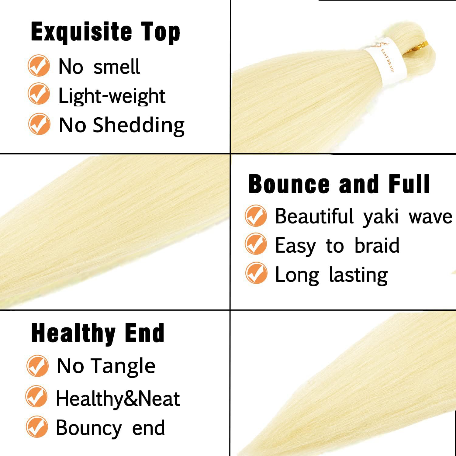 Ubeleco 36 Inch Braiding Hair Pre Stretched,8 Packs Kanekalon Braiding Hair Soft Yaki Texture,No Itch, Hot Water Setting Hair Ex