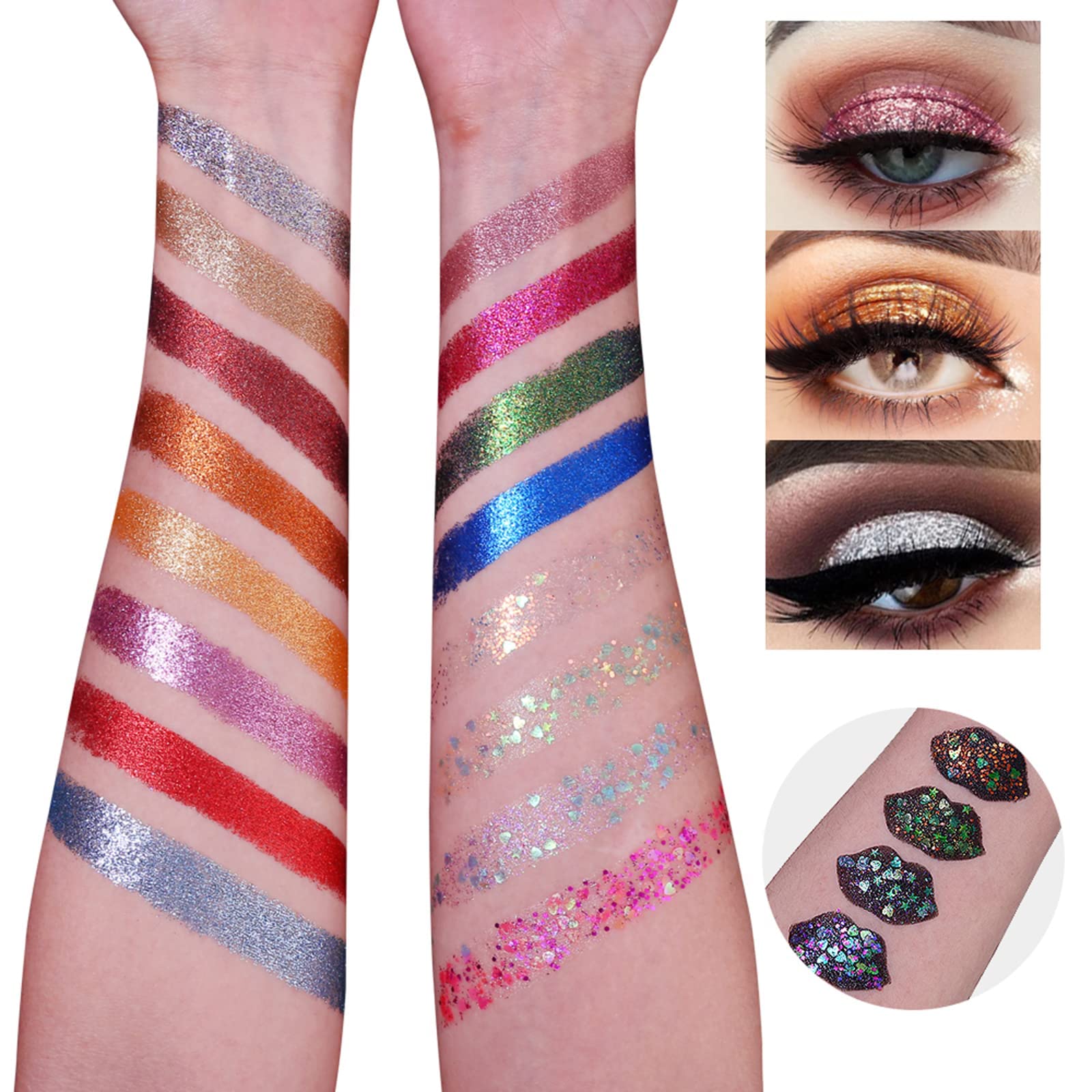 UCANBE Pro Glitter Eyeshadow Palette - 16 Colors, Ultra Shimmer, 5.9x5.9 Inch, Multi-colored, Model STUB037