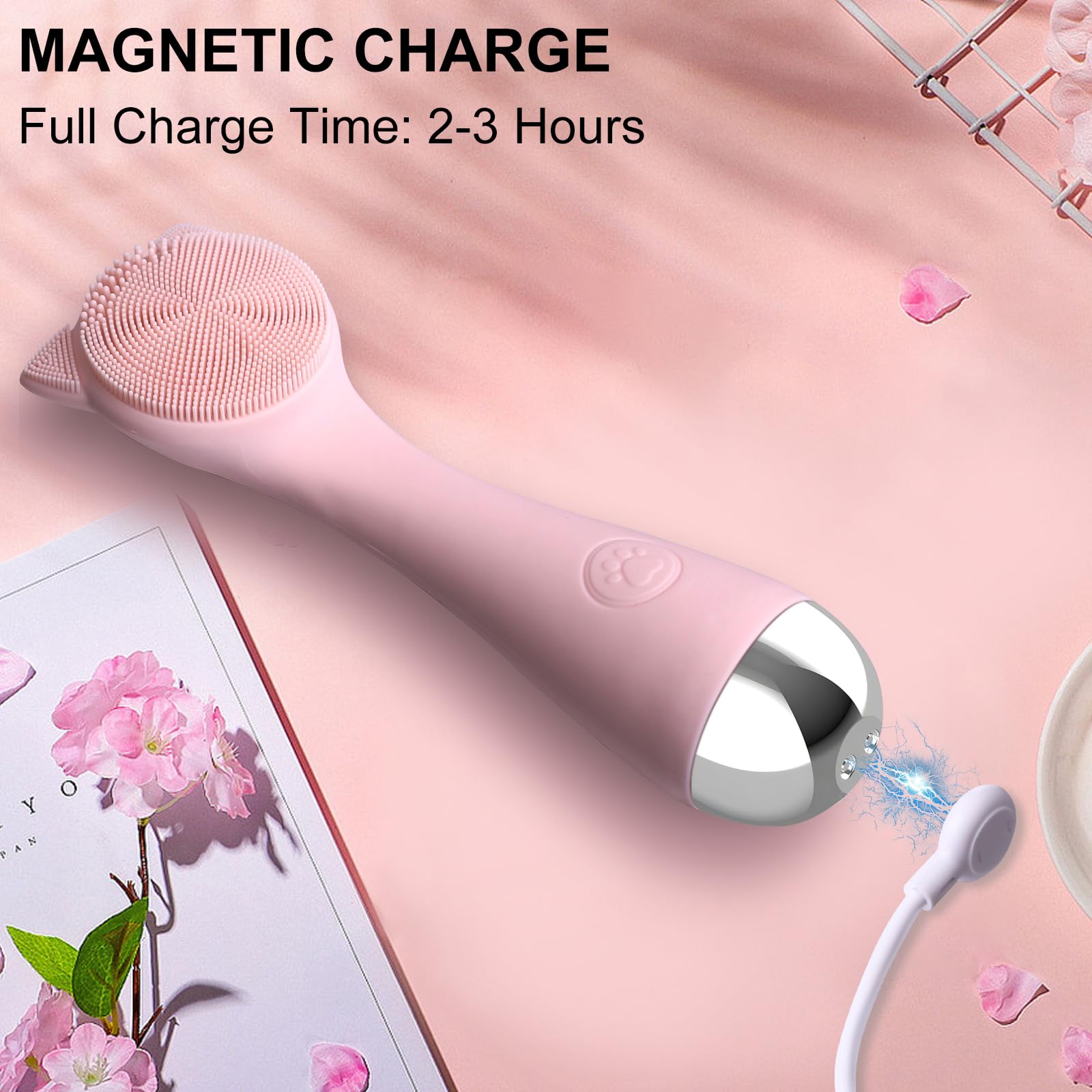 Facial Cleansing Brush, Silicone Face Scrubber Exfoliator For Men & Women, Electric Face Brush Waterproof, With 3 Speeds Adjusta