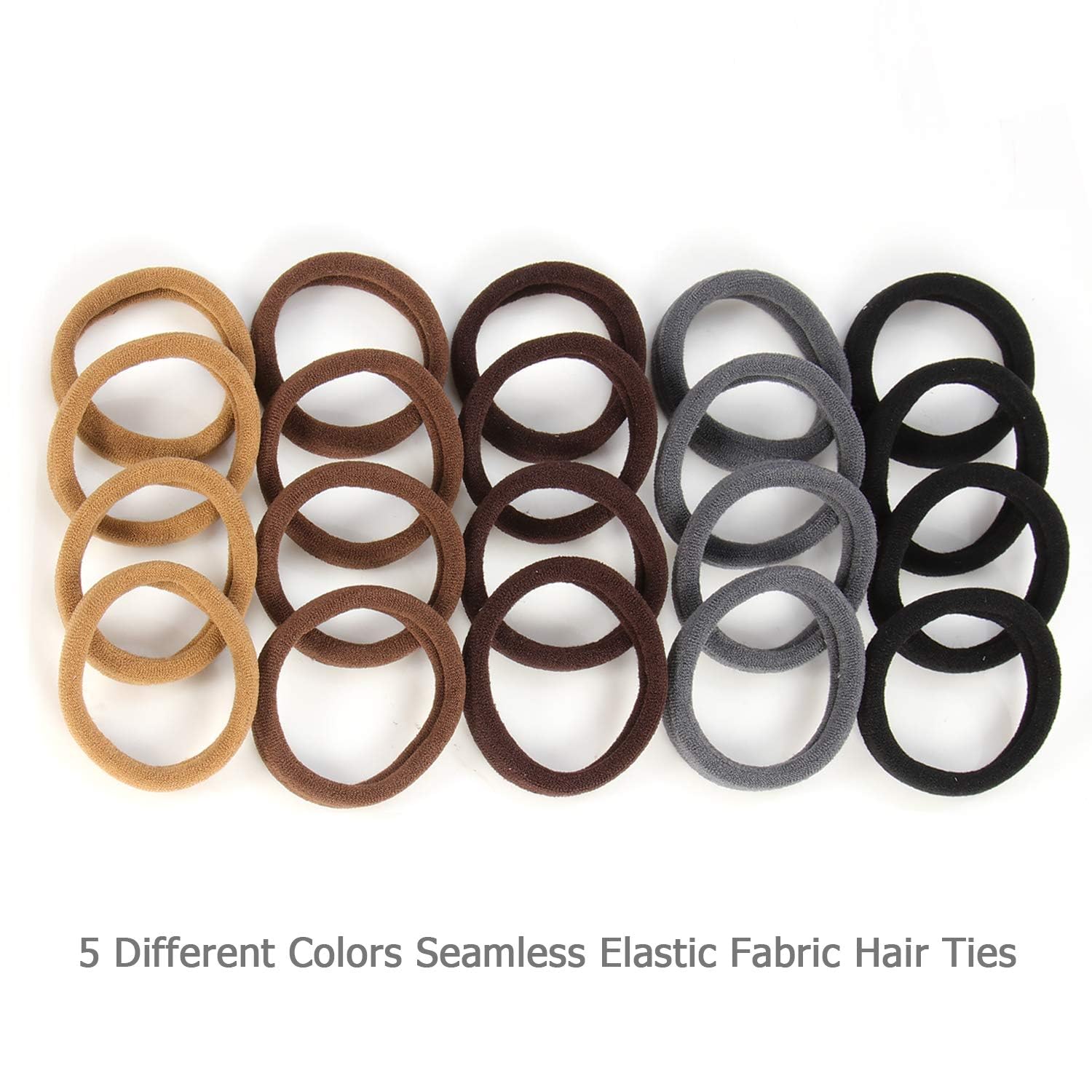 Hoyols Soft Thick Seamless Cotton Hair Ties, Ponytail Scrunchies Head Bands No Damage Crease For Women Girls Kids Ponytail Holde