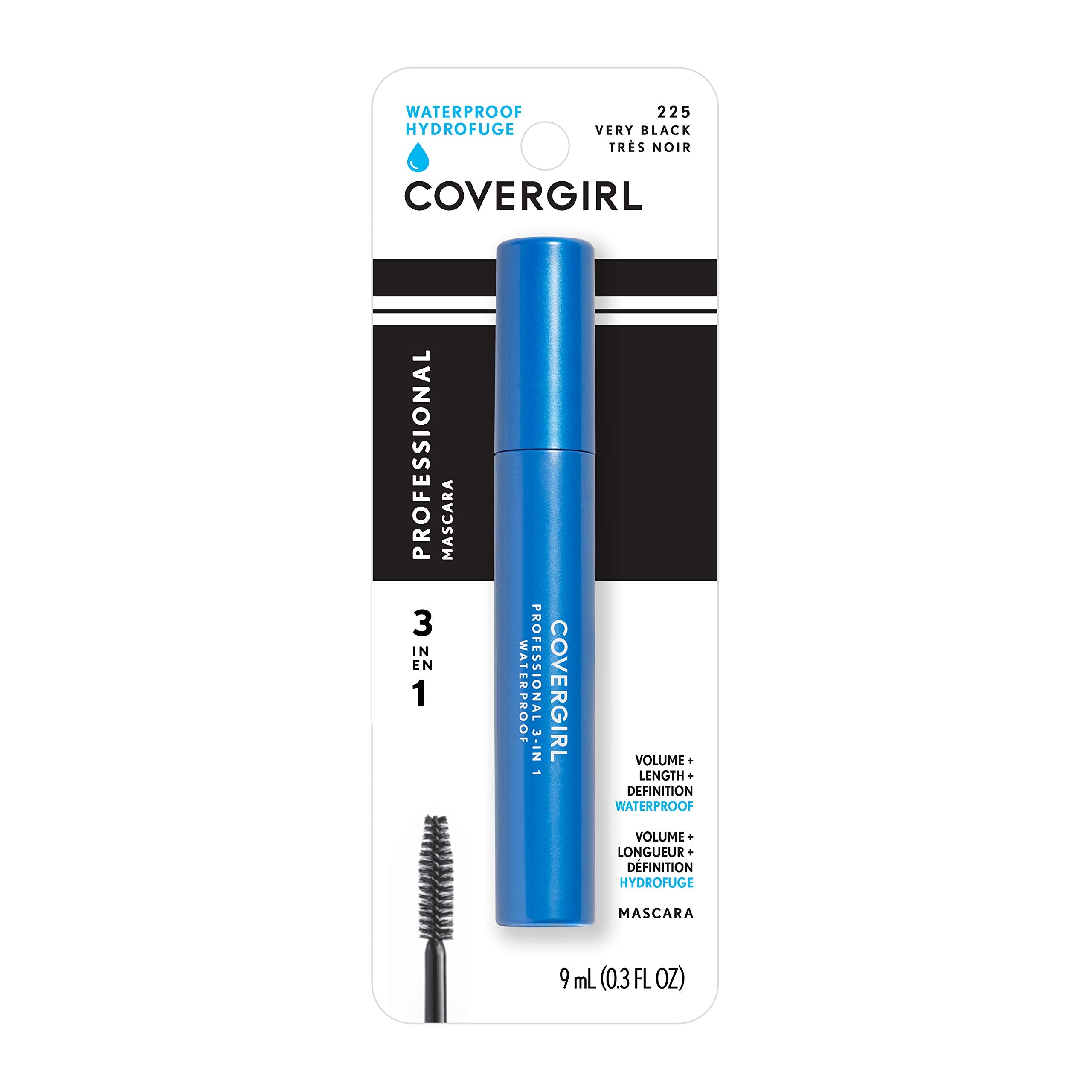 Covergirl Professional 3-In-1 Waterproof Mascara, Very Black 225, (Packaging May Vary), 0.3 Fl Oz (Pack Of 1)