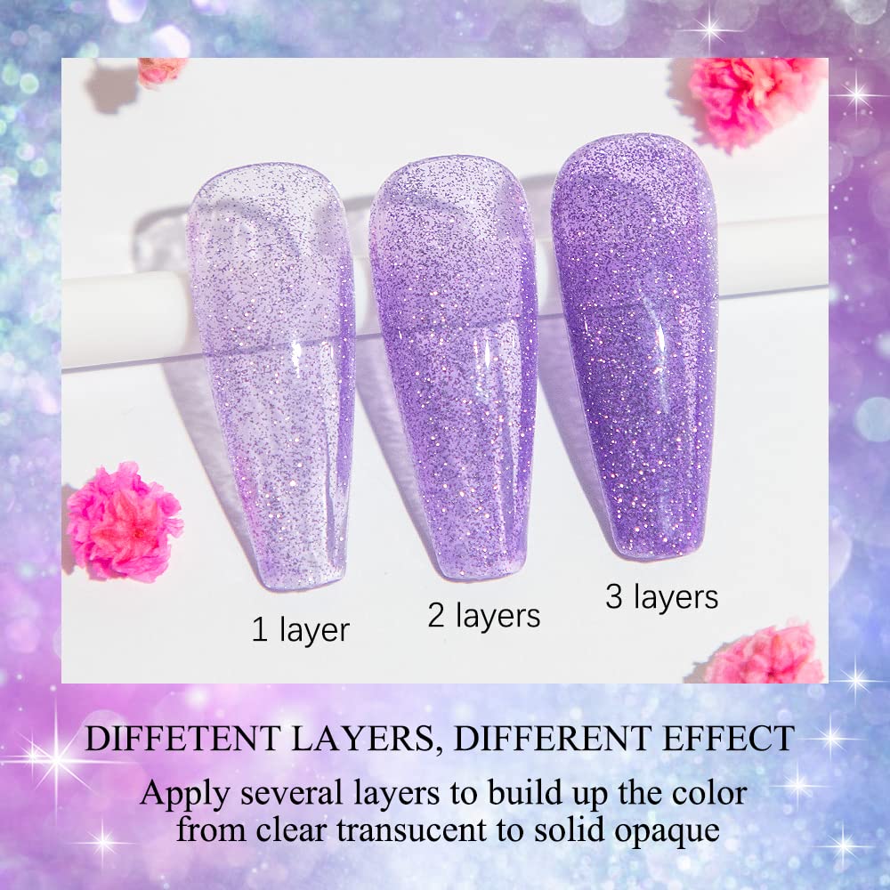 Mizhse Jelly Reflective Glitter Gel Nail Polish Kit, Flash Disco Diamond Sheer Gel Polish Sparkle 12Pcs, Translucent Soak Off Uv
