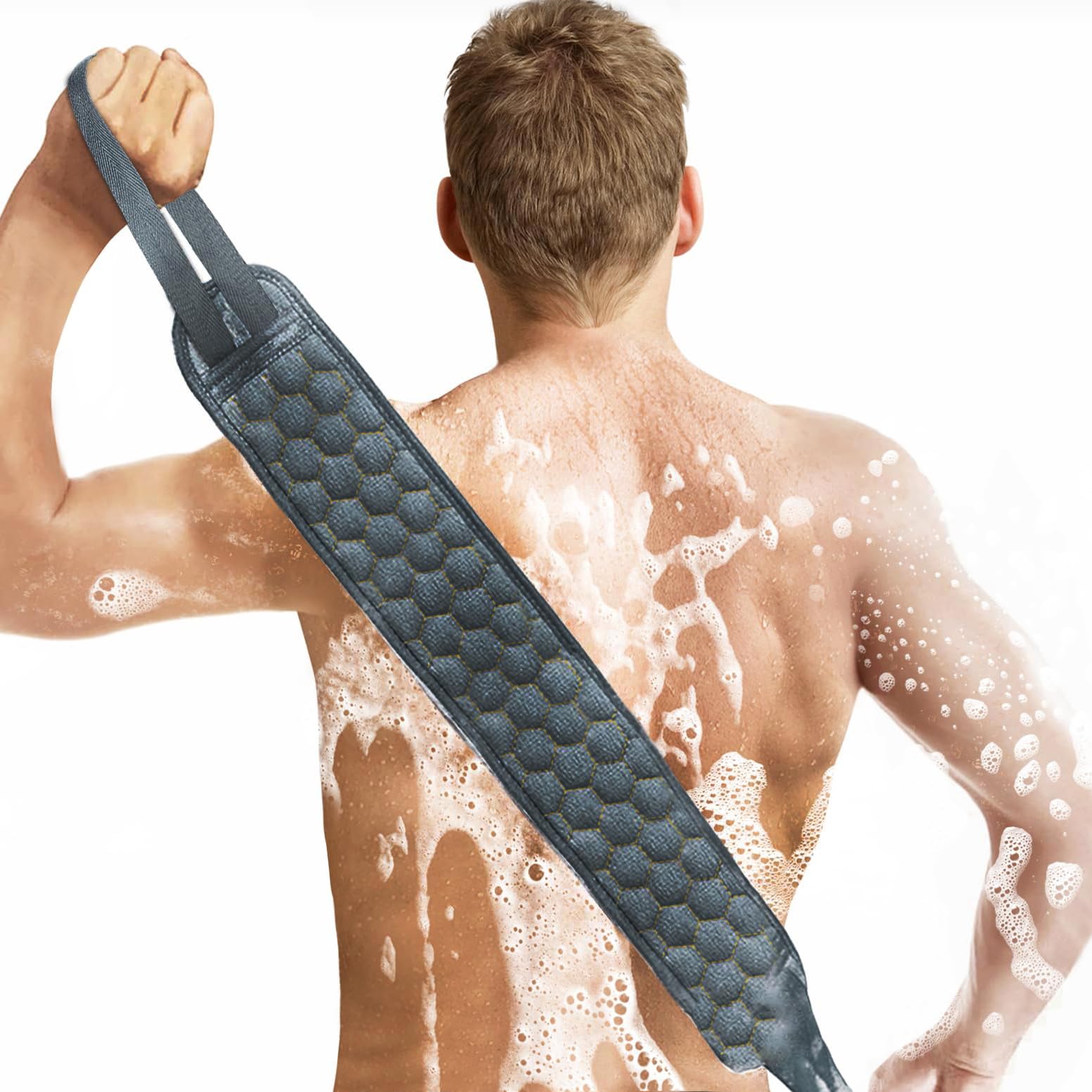 Inmorven Back Scrubber For Shower Exfoliating Body Scrubber 40 Inch Double-Sided Back Exfoliator Scrub Towel, Bath Body Brush Wi