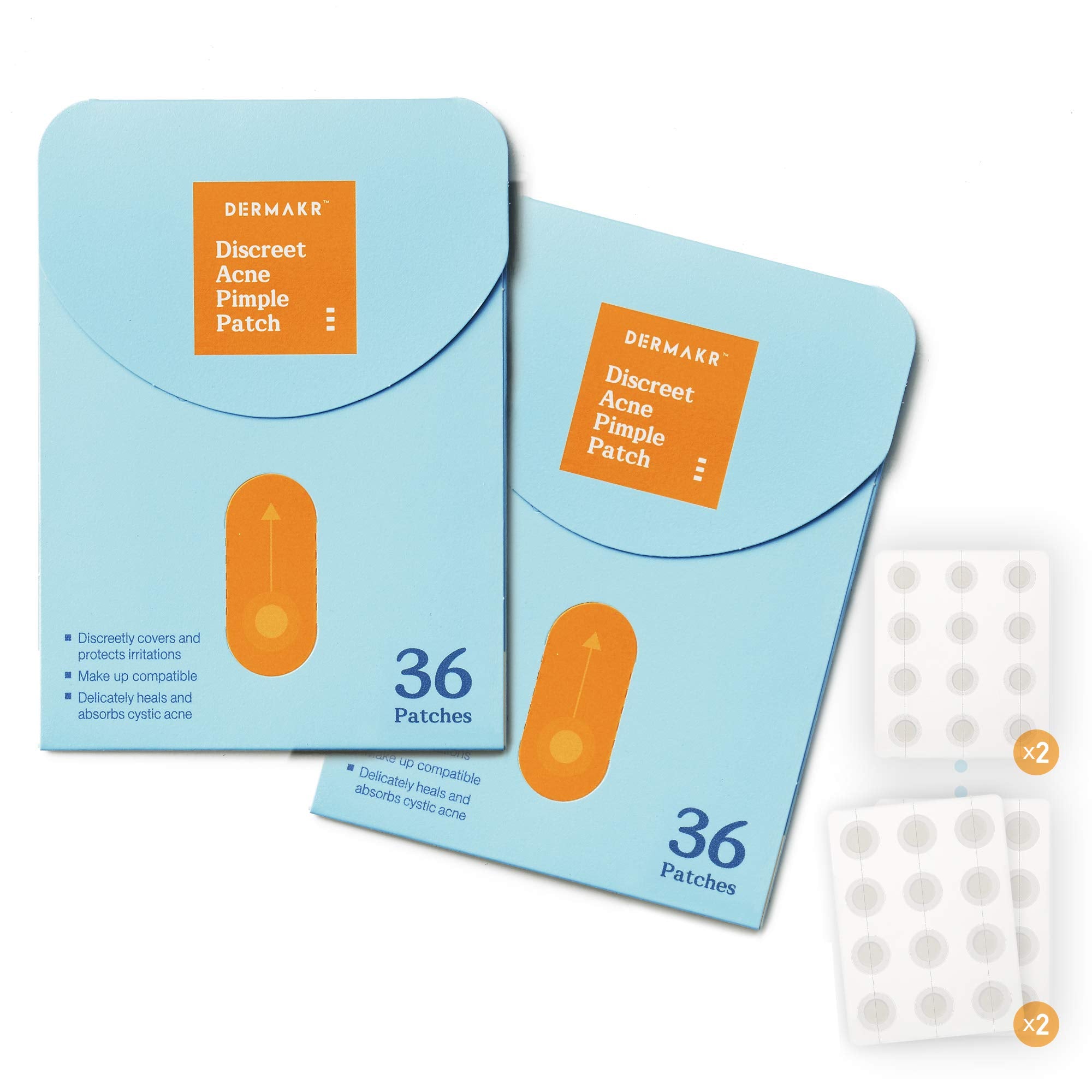 Dermakr Discreet Acne Pimple Patch | Spot Cover & Treatment Solution Cystic Acne & Pimple | Hydrocolloid Facial Stickers | Water