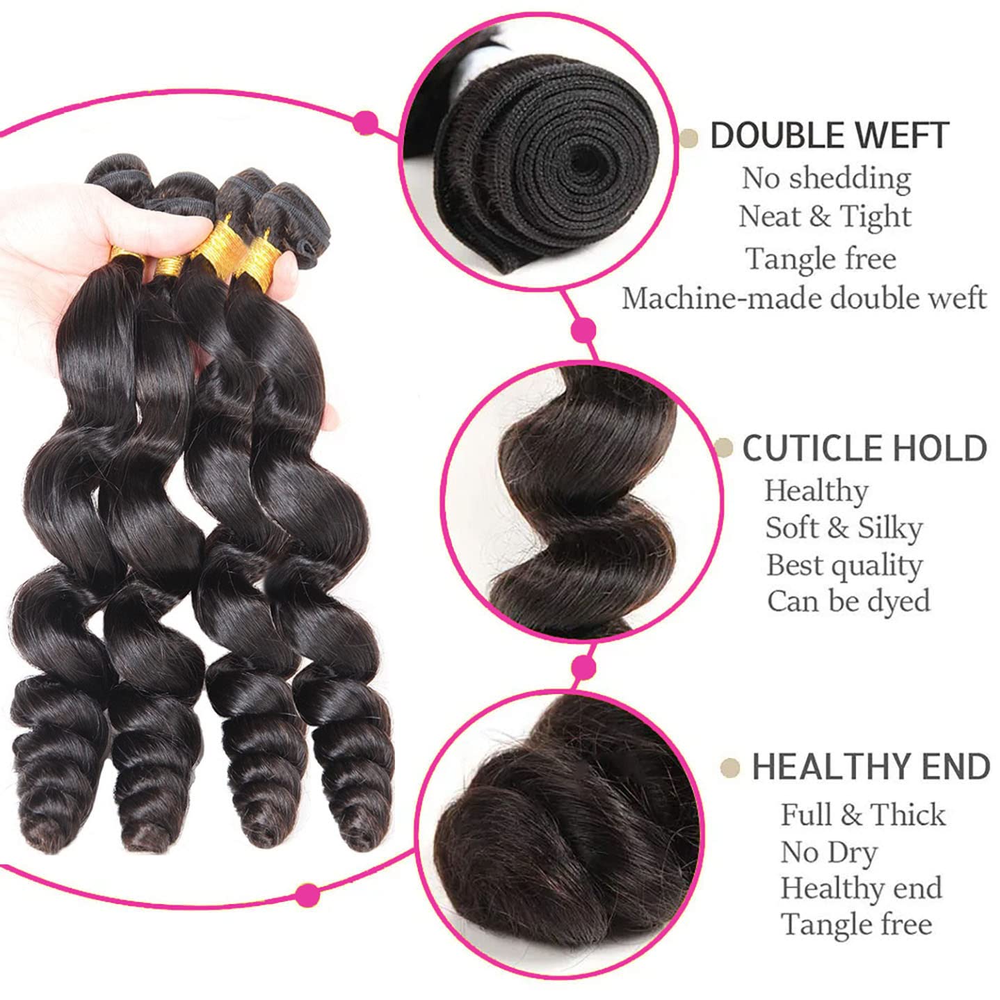 Loose Wave Bundles With Closure (22 24 26 28 +20) Wet And Wavy Brazilian Virgin Ocean Wave Human Hair 4 Bundles With 4X4 Lace Cl