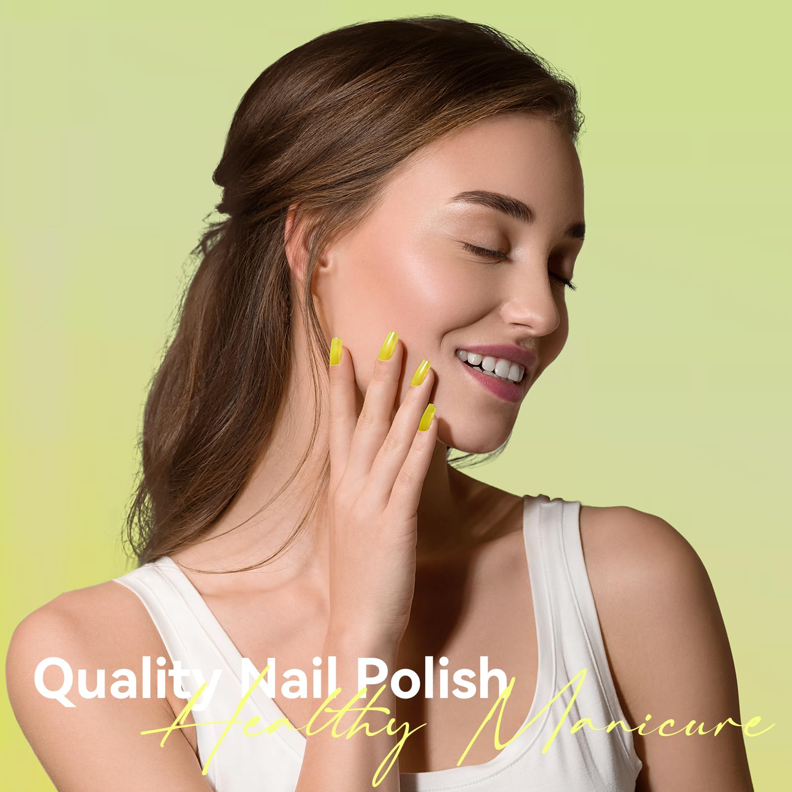 Mizhse Quick Dry Nail Polish: Neon Yellow Fall Nail Polish Air Dry Fast, 15Ml/0.5 Fl Oz Regular Water-Based Nail Lacquer Non-Gel
