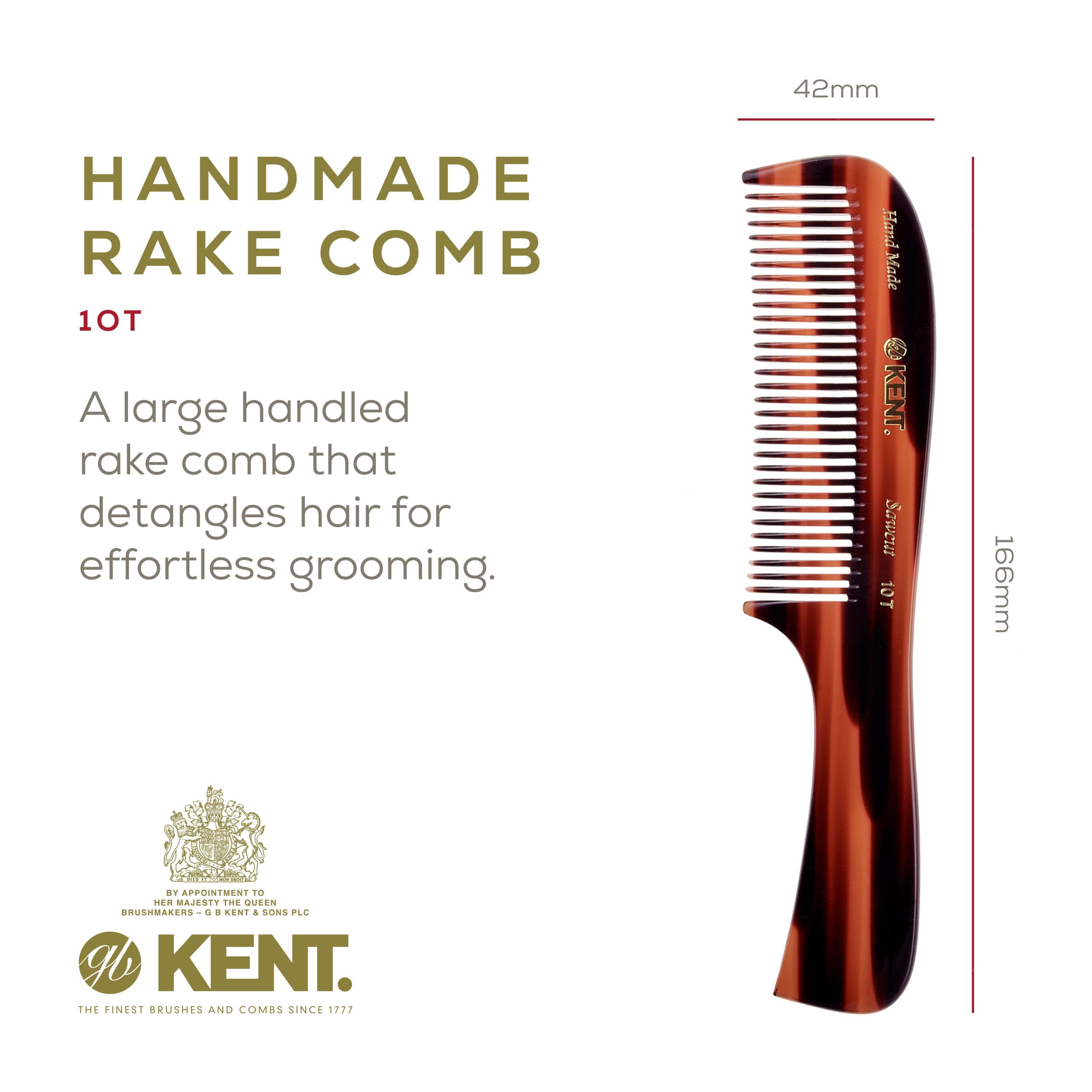 Kent 10T Large Wide Tooth Comb - Rake Comb Hair Detangler / Wide Tooth Comb For Curly Hair - Beard Combs/Hair Comb Hair Care Det