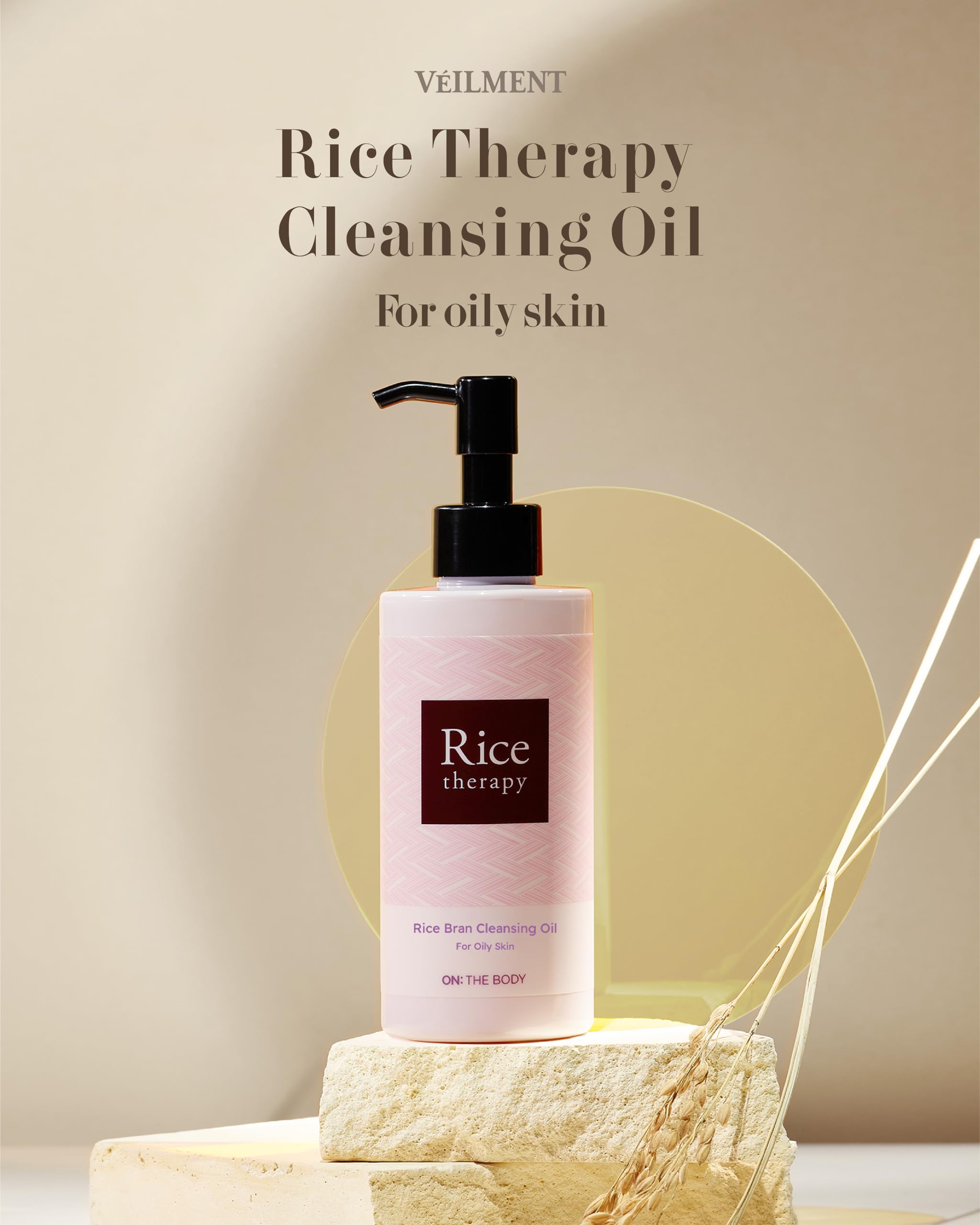 Veilment Rice Therapy Cleansing Oil (6.8Fl Oz) - Waterproof Makeup Remover, Deep Cleanser For Oily Skin. Gentle Formula, Residue