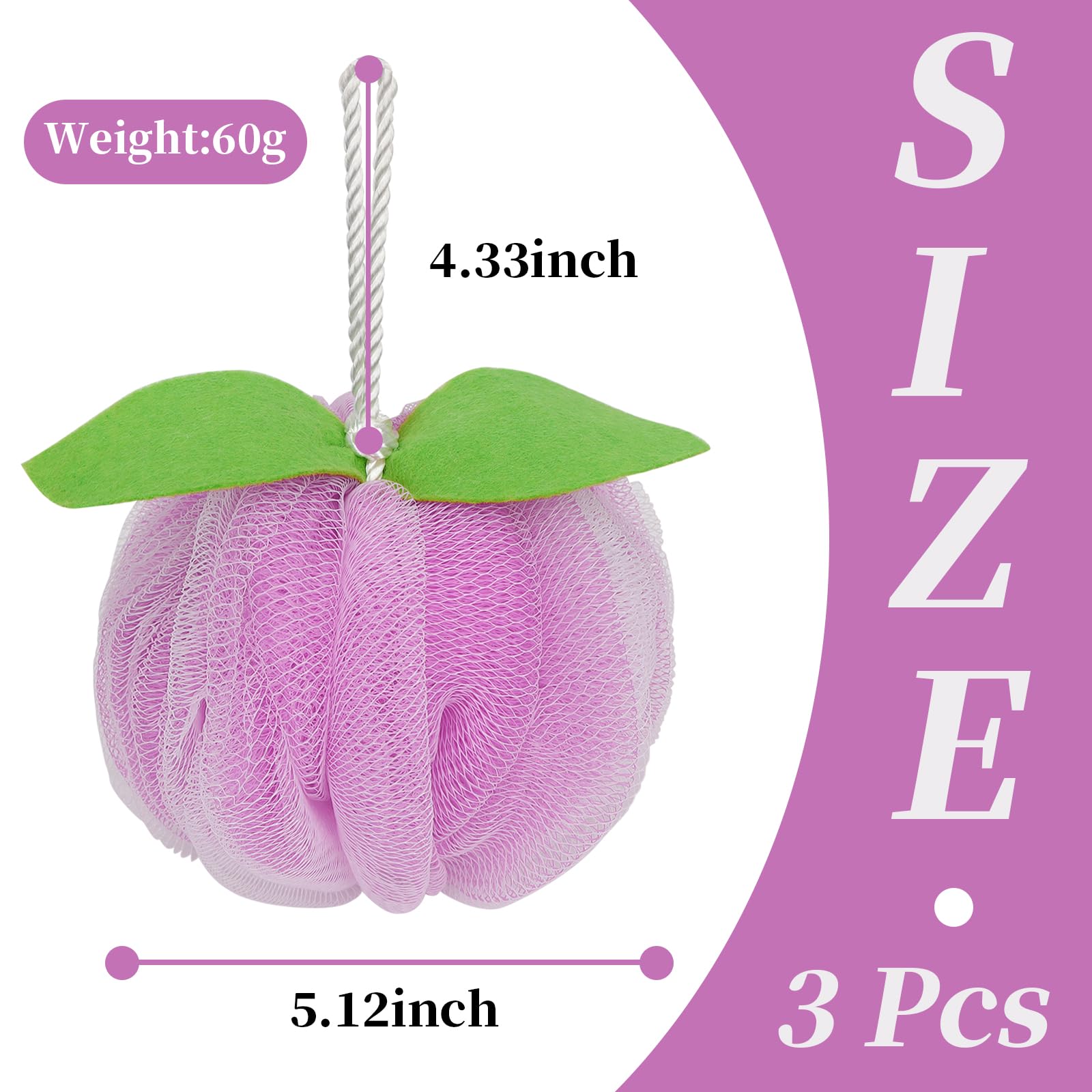 Farmoga Bath Loofah Shower Sponge Back Body Scrubber Soft Mesh Shower Puff Loofa Bath Sponge For Women & Men Exfoliating Bathing