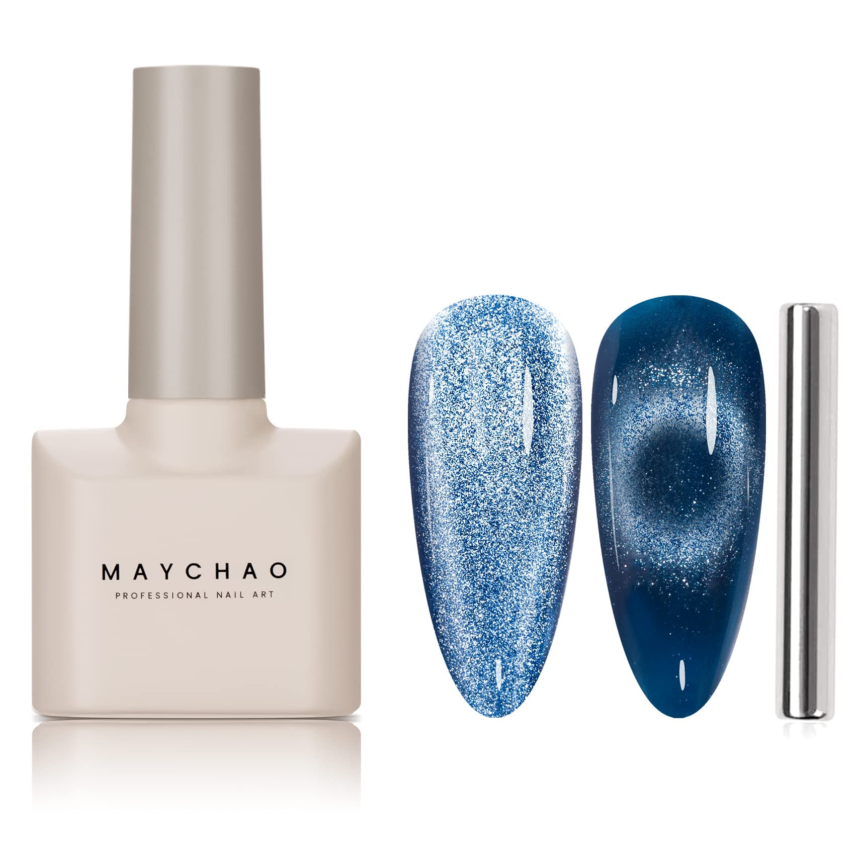 Maychao 15Ml Cat Eye Gel Nail Polish 1Pc Blue Gel Polish With Magnet Soak Off Holographic Magnetic Nail Polish For Nail Art Mani
