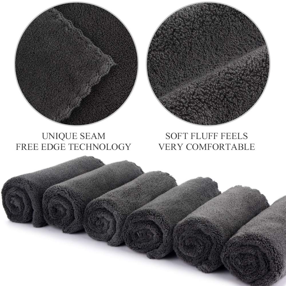 SUNLAND Microfiber Face Cloth Reusable Makeup Remover Facial Cleansing Towel Ultra Soft Face Washcloth 12inchx12inch 6 Pack Dark