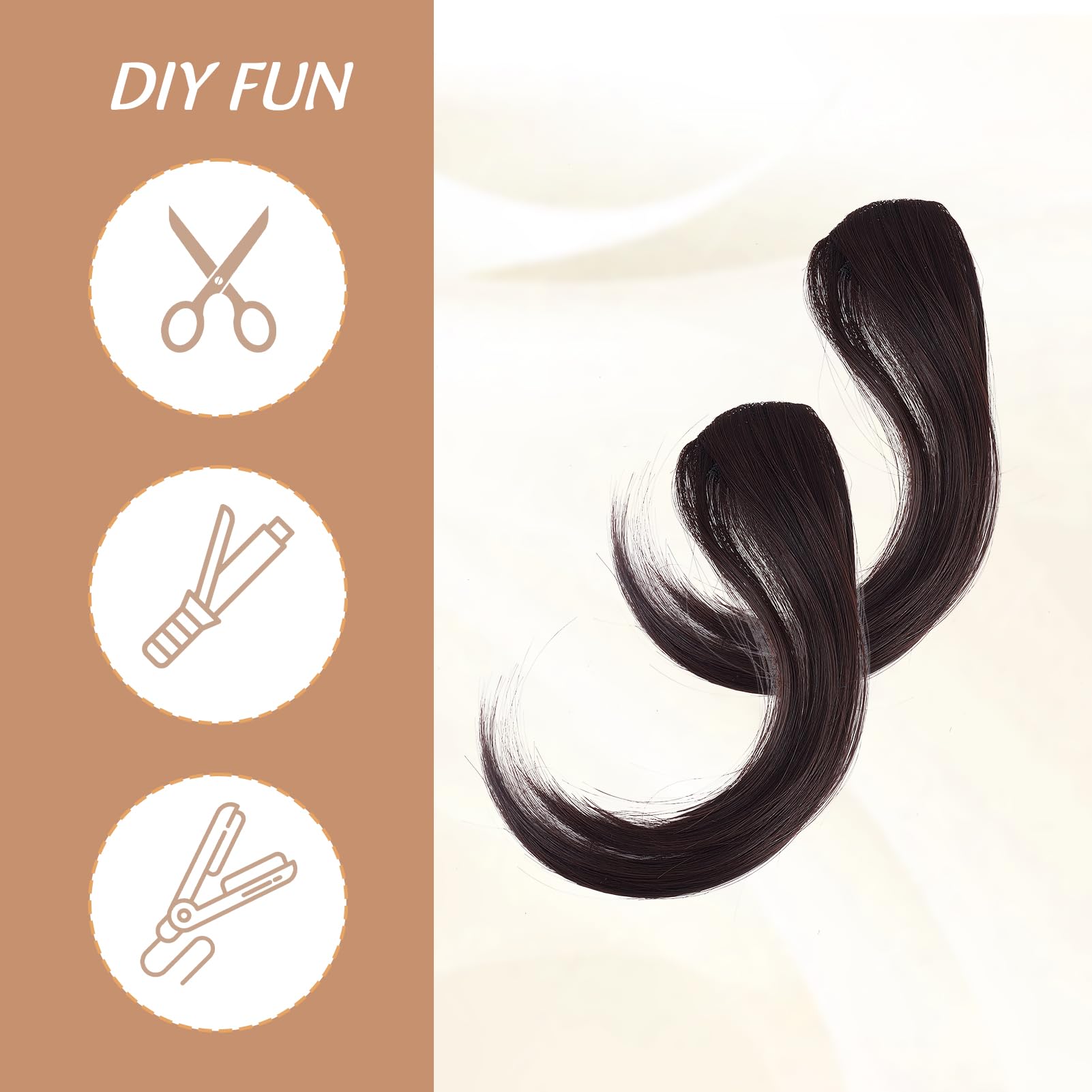 NICENEEDED Side Bangs Clip in Bangs, 2Pcs French Bangs, Hair Clip in Bangs Fringe Swept Natural Look Hair Piece Human Hair Exten