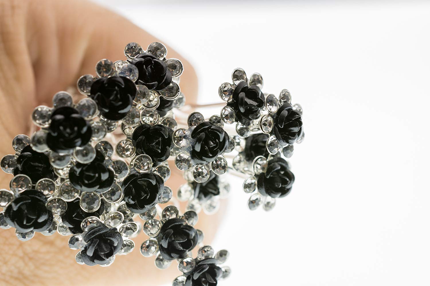 AKOAK 20 Pcs/Lot Women Wedding Bridal Clear Crystal Rhinestone Rose Flower Hair Pin Clips Hair Accessories Jewelry Barrettes Hea