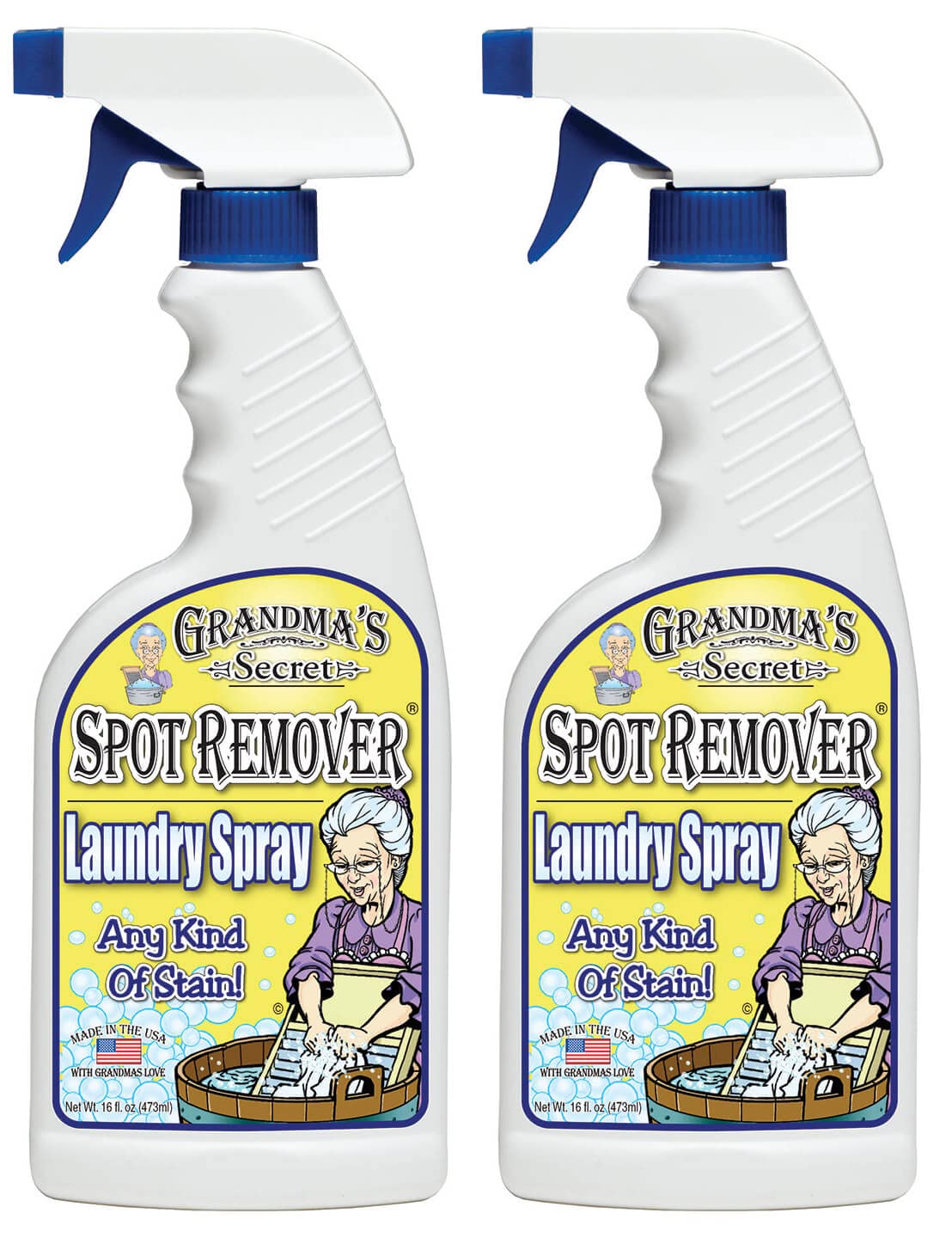 Grandma's Secret Stain Remover - Chlorine-Free, 16 oz Spray Bottle, 2 Pack - Removes Oil, Paint, Blood & Pet Stains