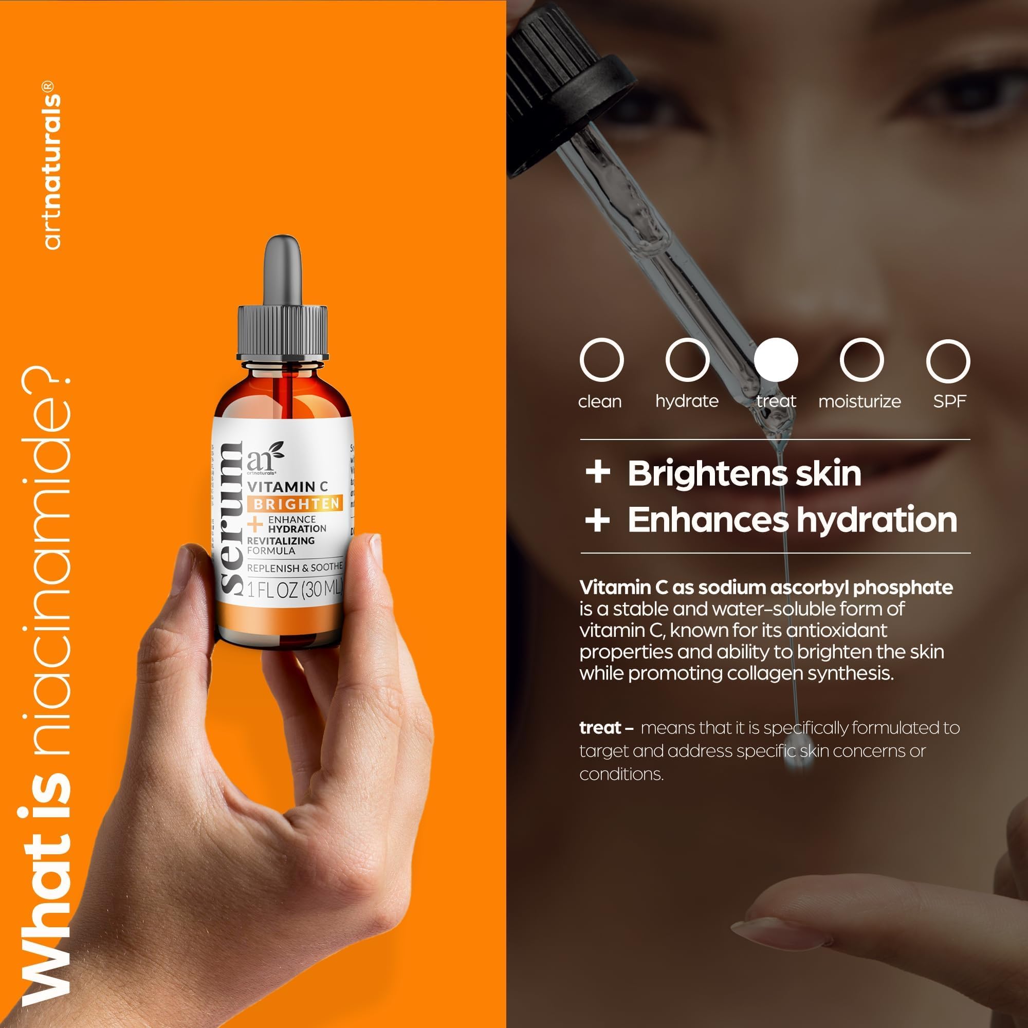 artnaturals Anti-Aging Vitamin C Serum - (1 Fl Oz / 30ml) - with Hyaluronic Acid and Vit E - Wrinkle Repairs Dark Circles, Fades