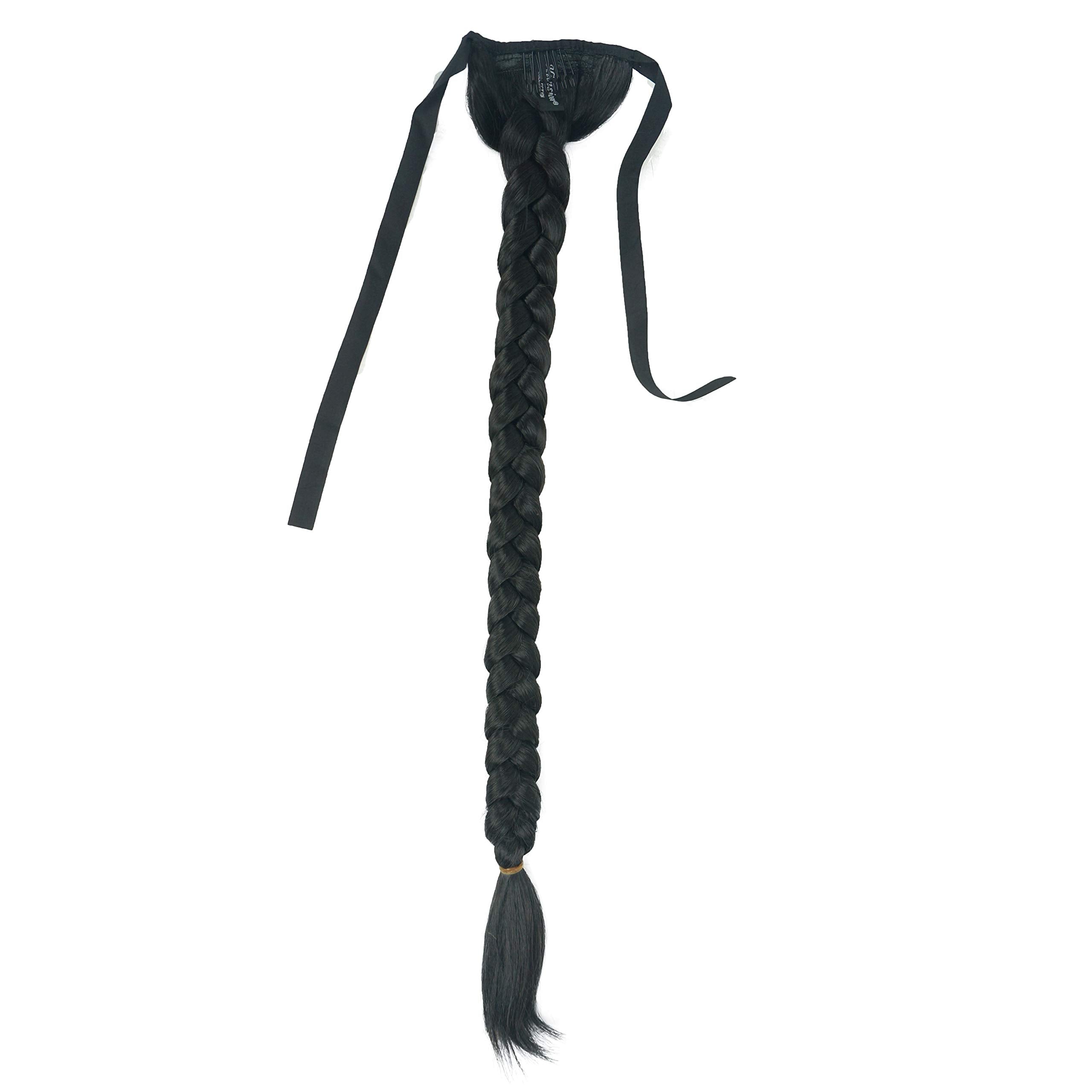 Lydell 24'' Long Fishtail Braid Wrap Around Ponytail Extension Synthetic Hairpiece #2 Darkest Brown