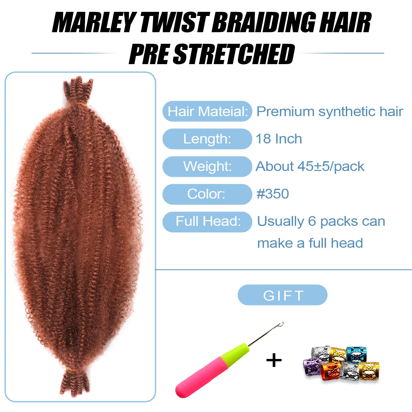 Marley Twist Braiding Hair Ginger 350 Marley Hair 18 Inch 3 Packs Cuban Twist Hair For Crochet Braids Passion Twist Hair Soft Lo