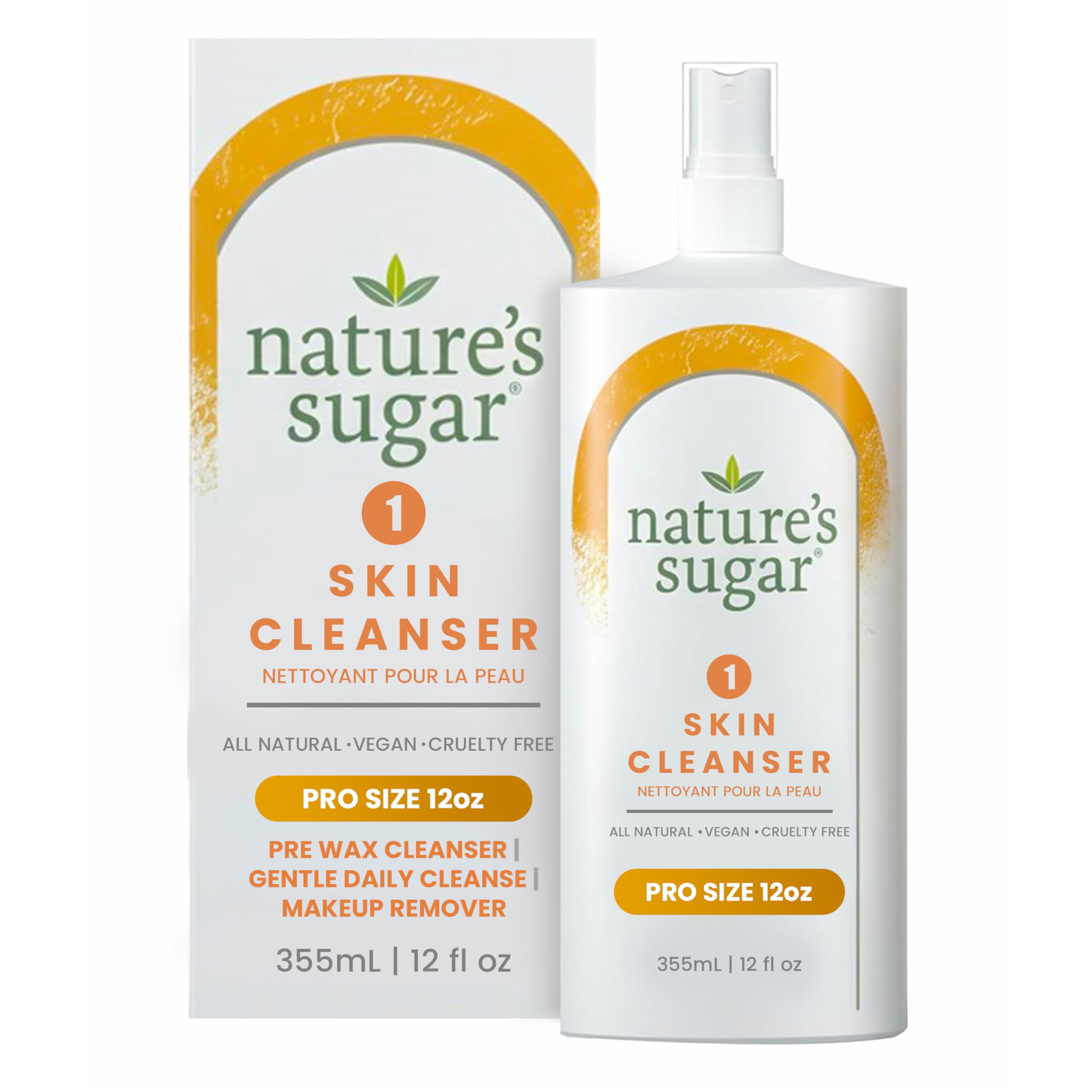 Natures Sugar PreWax Skin Cleanser for Sugaring  12 fl oz