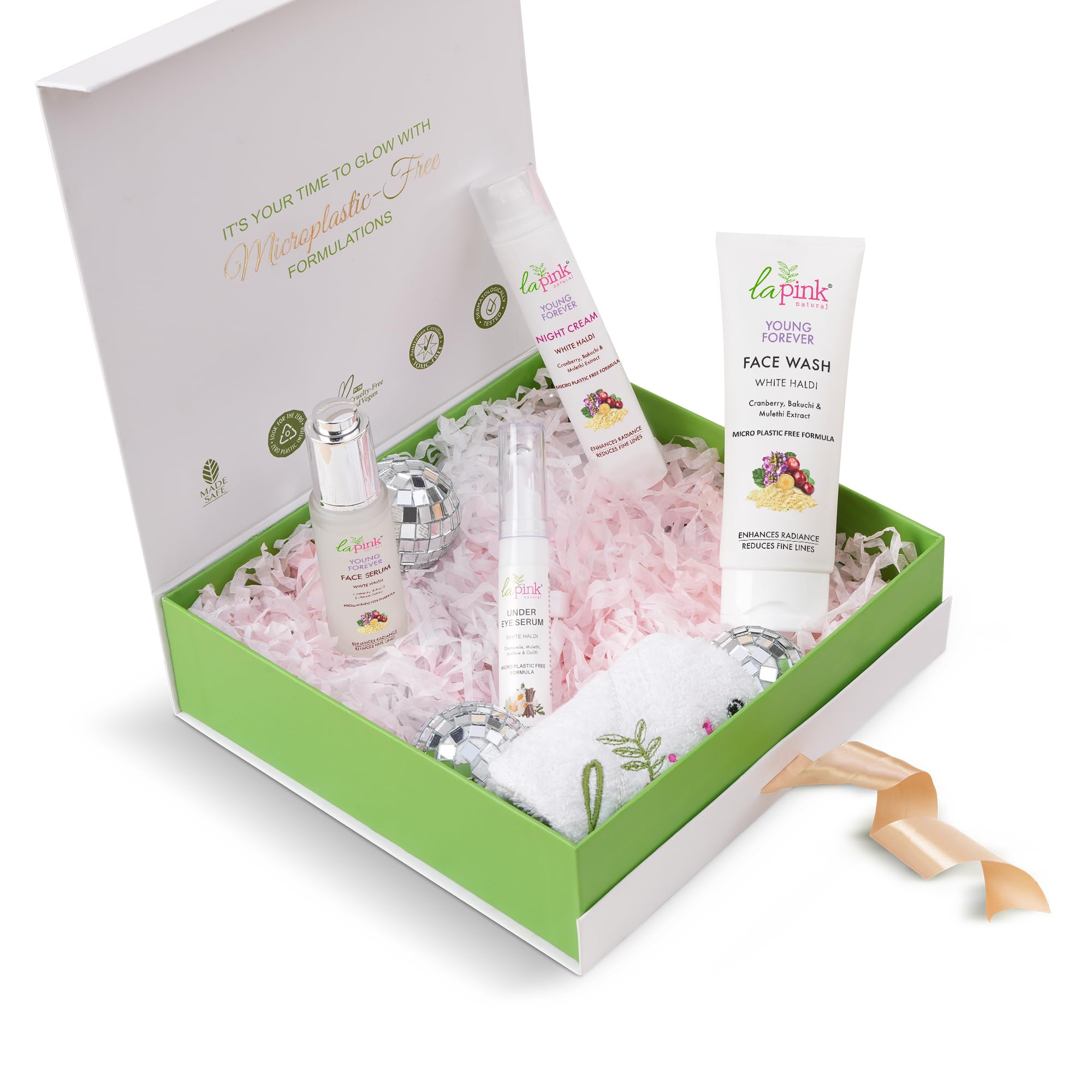 La Pink Skin Firming Glow Pack | Face Wash, Serum, Night Cream & Under Eye Serum | Rejuvenates & Brightens Skin | Gift Set For H