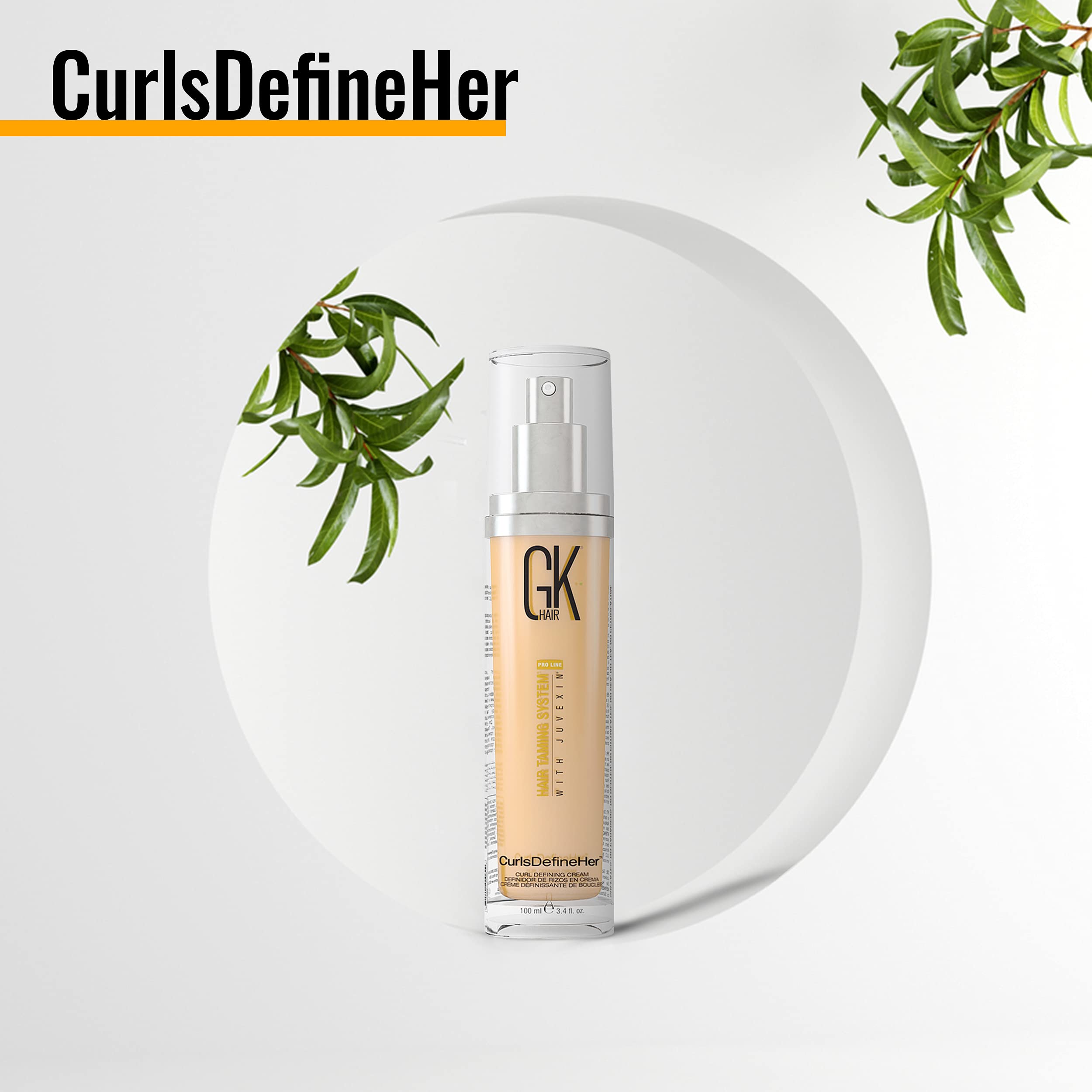 Gk Hair Global Keratin Curlsdefineher (3.4 Fl Oz/100Ml) Curl Defining Cream Curl Activator/Moisturizing Cream, Frizz Control For