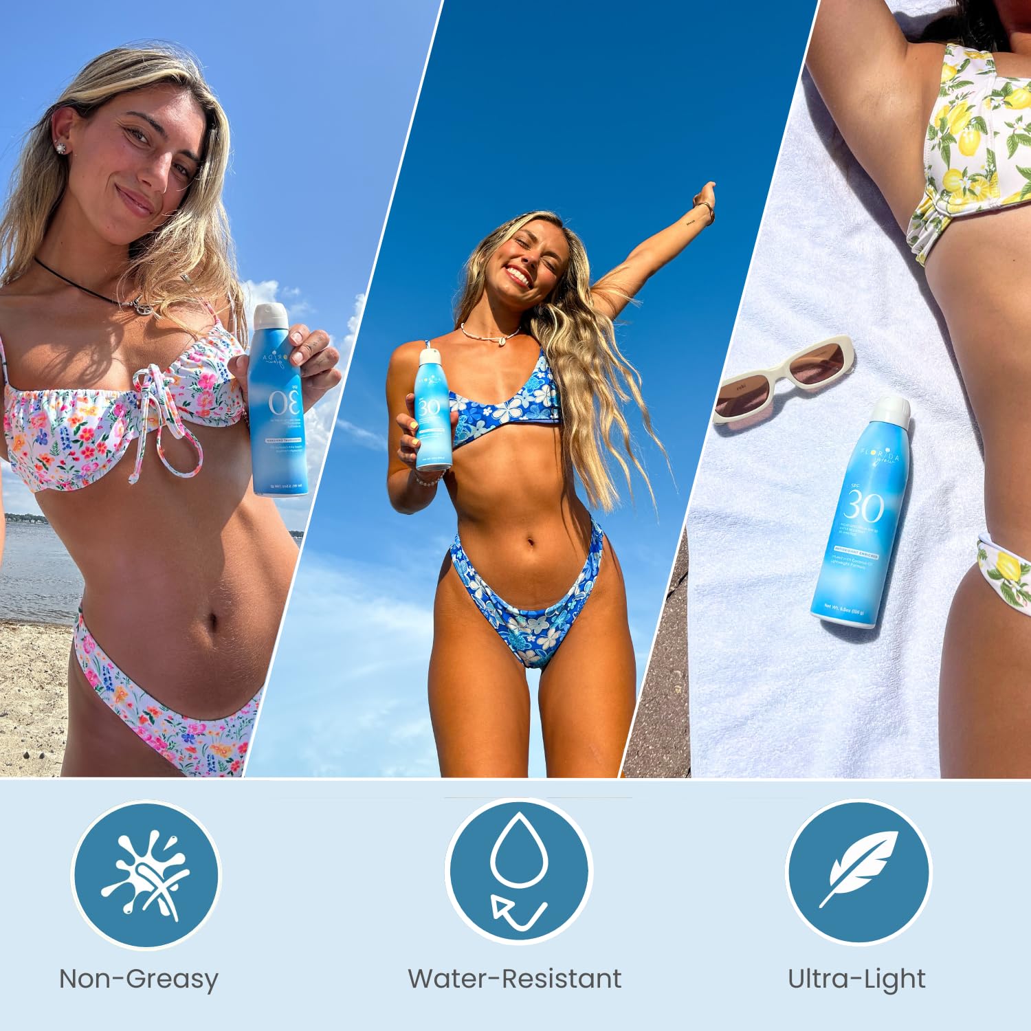 Sunscreen Spray By Florida Glow - 1 Pack Reef Friendly Spf 15 Water Resistant Sunblock For Sun Skin Care & Protection - 100% Sun