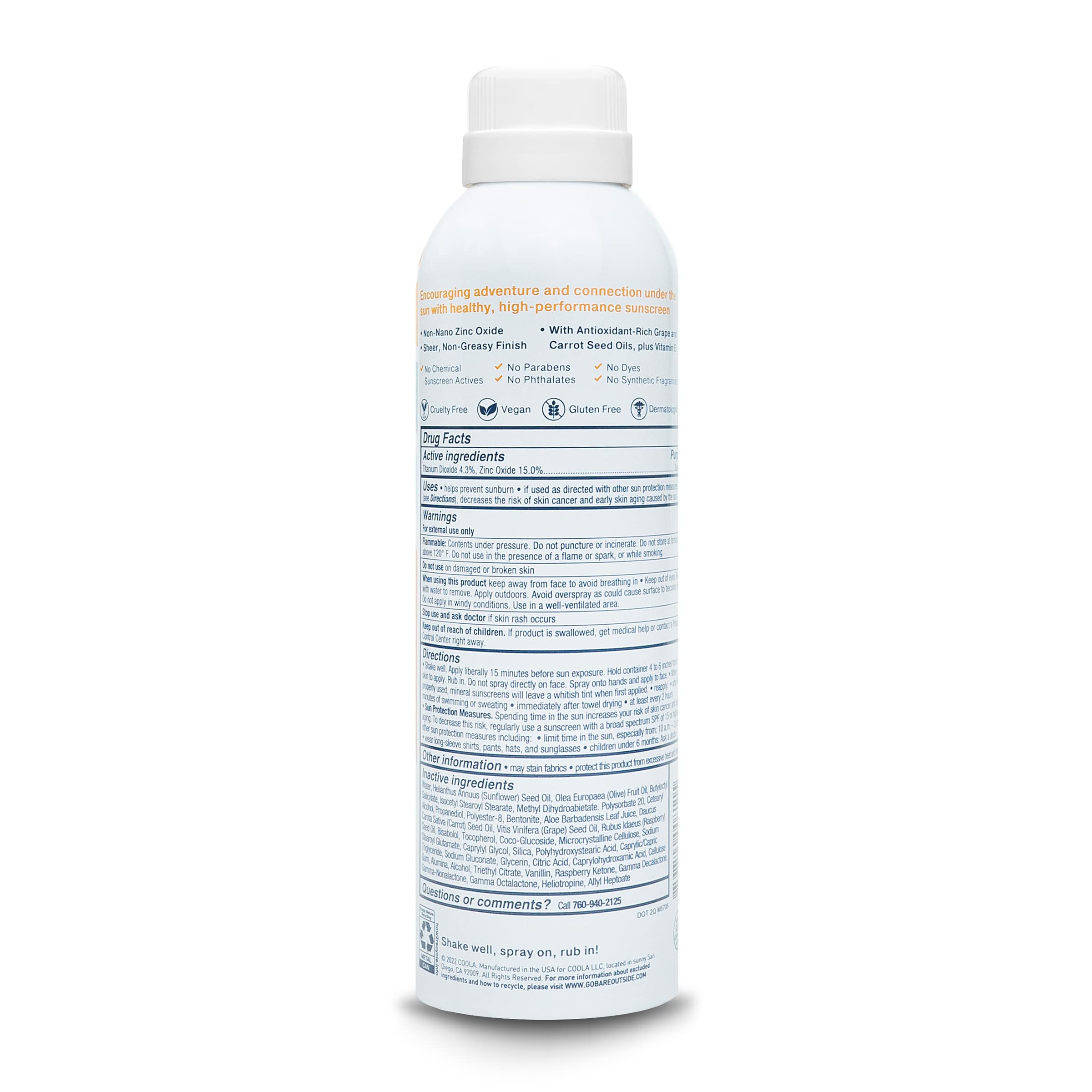 Bare Republic Mineral Sunscreen Spf 50 Sunblock Spray, Sheer And Non-Greasy Finish, Vanilla Coco Scent, 6 Fl Oz