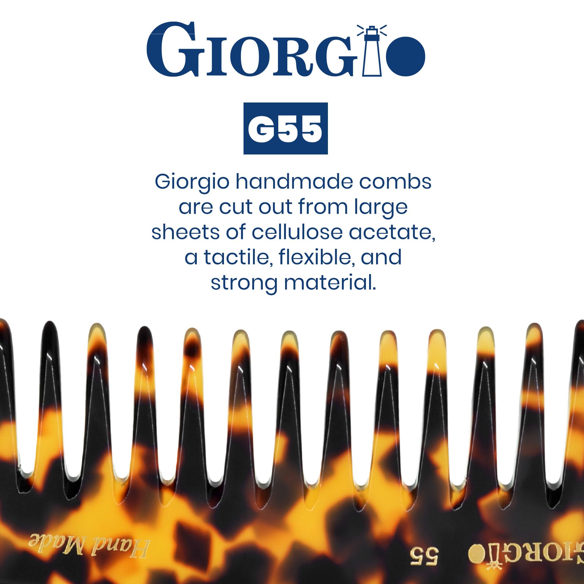 Giorgio G55 Wide Tooth Comb For Wet Hair, Hair Comb For Thin To Medium Hair Handmade Detangler Hair Comb, Hair Combs For Women A