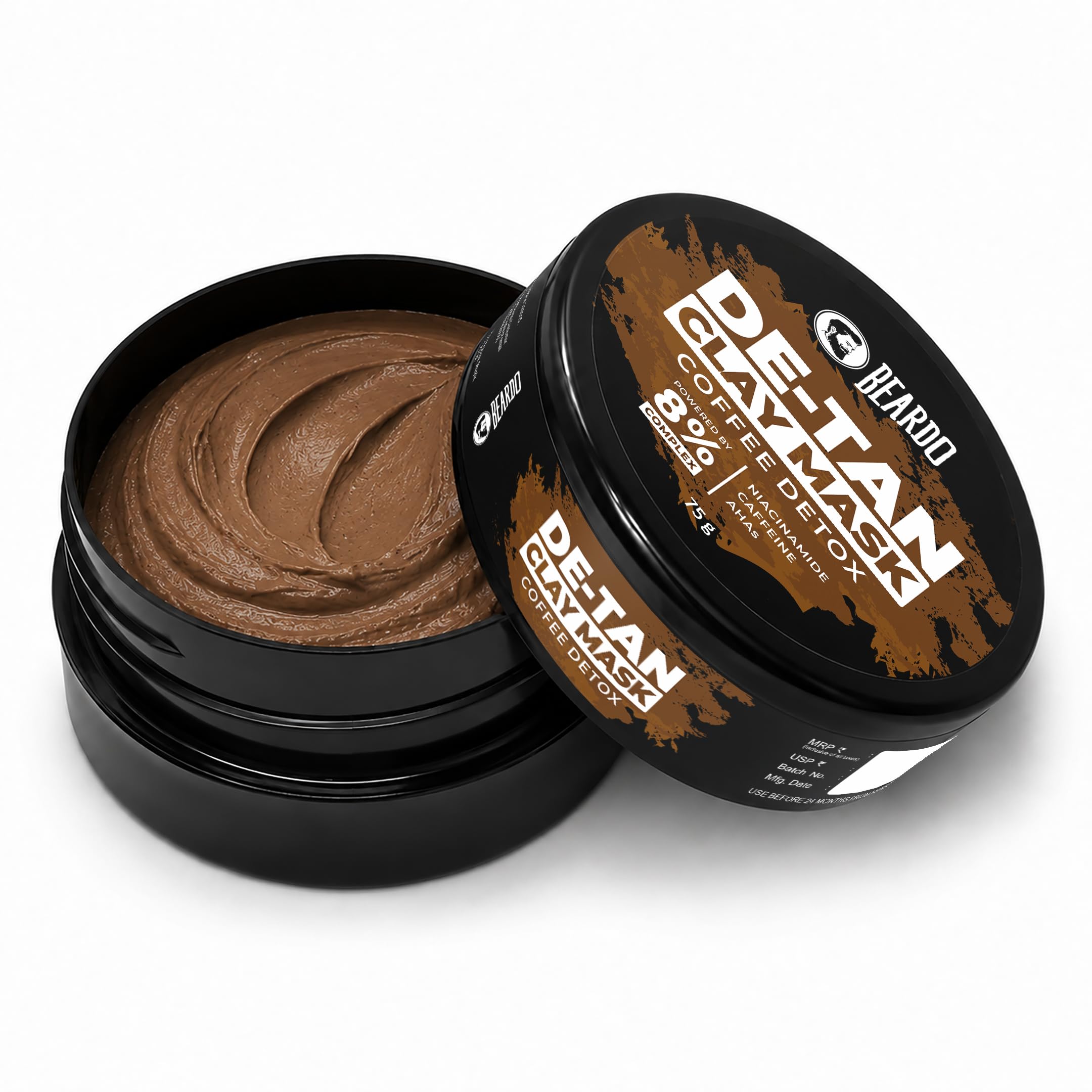 Beardo DeTan Clay Mask For Men, 75G | Tan Removal & Skin Brightening Face Pack | Deep Cleansing With Niacinamide,Lactic Acid, G