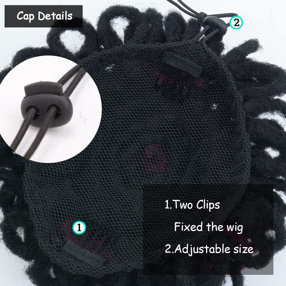 Yinmei Baibian 2Pcs Purple Locs Ponytail Dreadlocks Bun Drawstring Locs Ponytails Hair Curly Braided Petal Bun Chignon Faux Brai