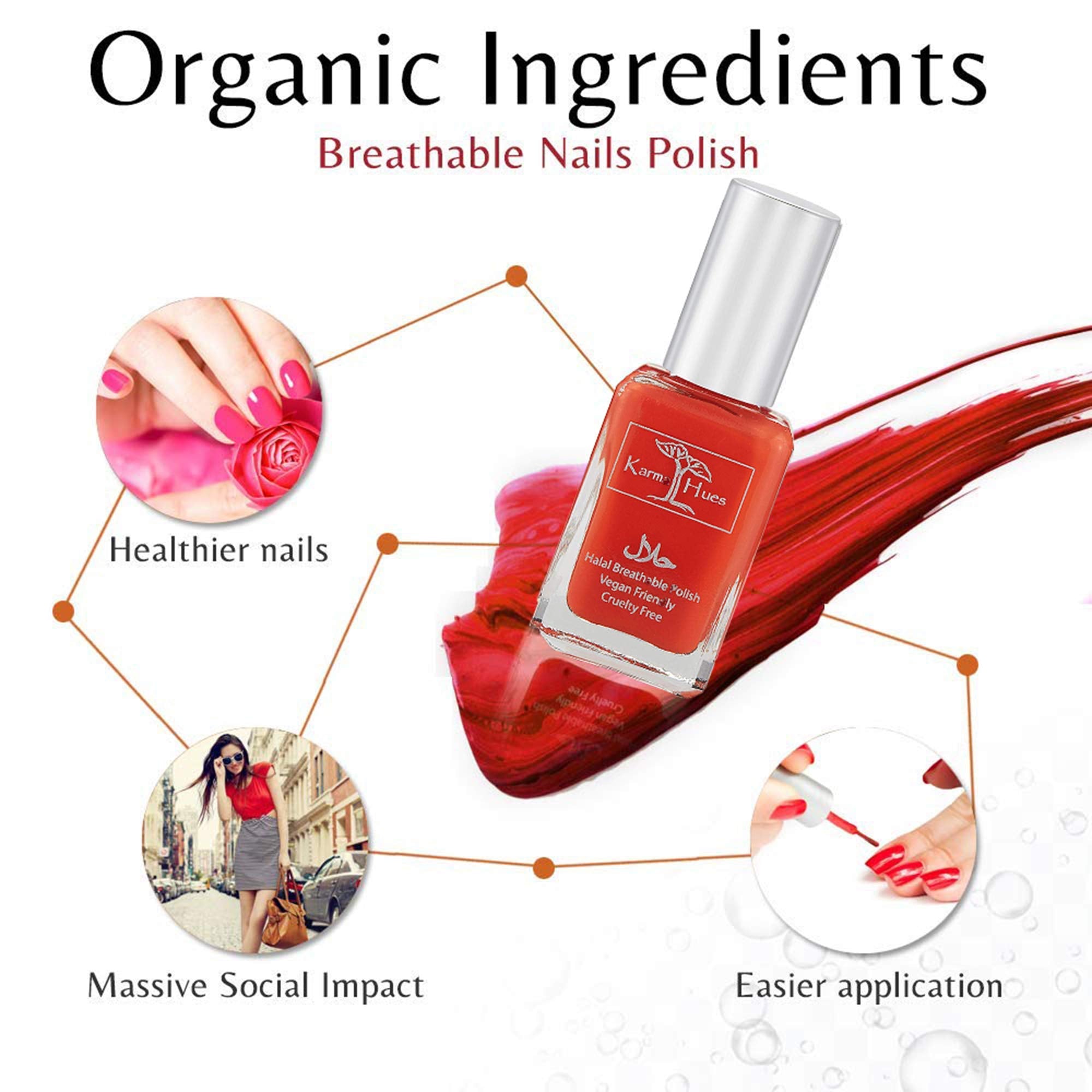 Karma Naturals Certified Halal Nail Polish - Breathable & Water Permeable, Wudu Friendly (Aaleyah)