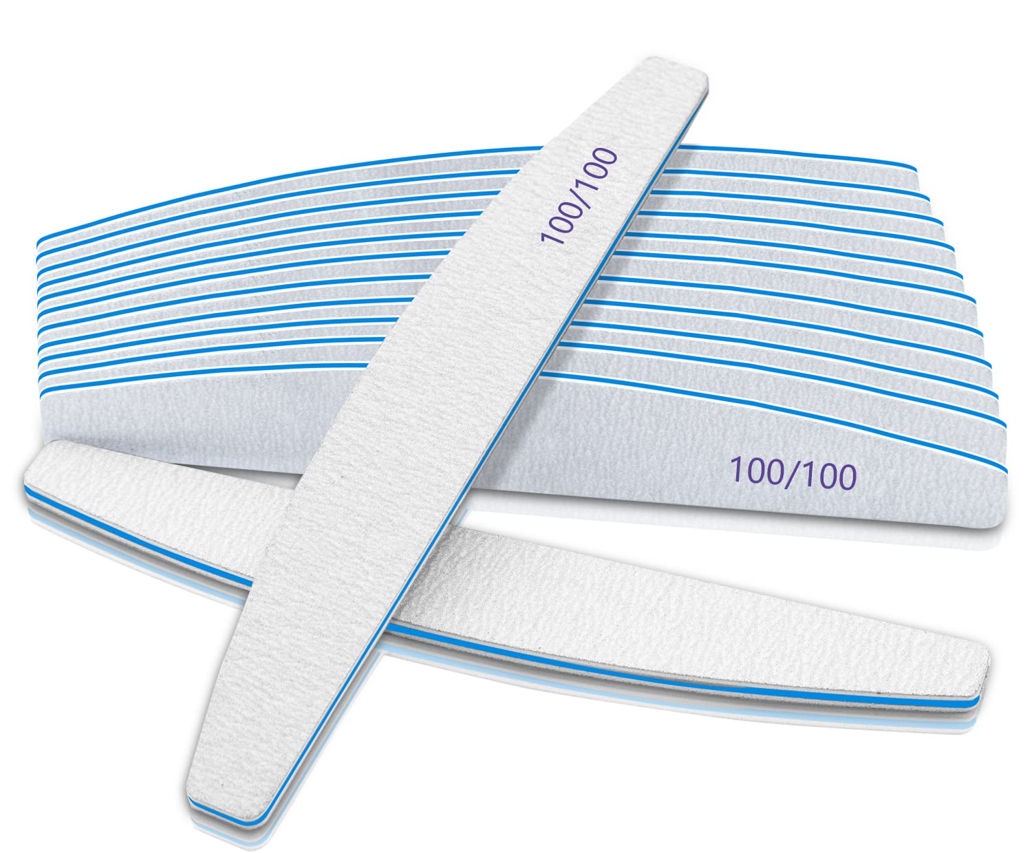 12 PCS Nail Files for Acrylic Nails, 100/100 Grit Nail File for Poly Nail Extension Gel Emery Boards Nail Files Doubled Sides Co