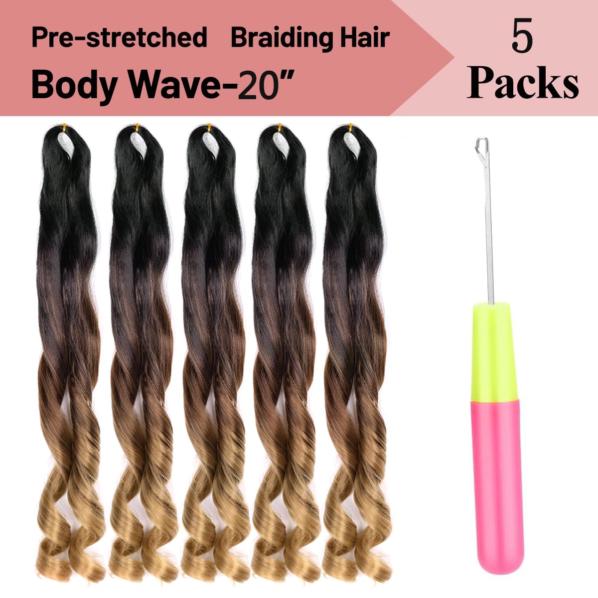 French Curl Braiding Hair,C14 Loose Wavy Braiding Hair Extensions Synthetic 20Inch 75G/Pack French Curly Crochet Hair (C14,5Pack