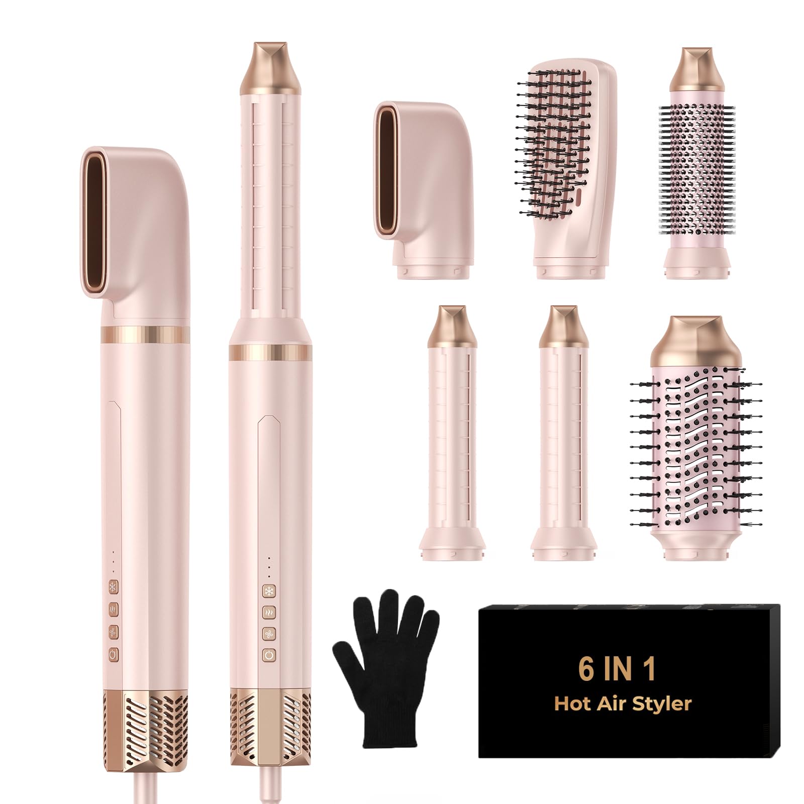 Hair Dryer Brush,Blow Dryer Brush with Attachments,110000 RPM Curly Twist 6 in One Air Style, Professional Ionic Hair Styling To