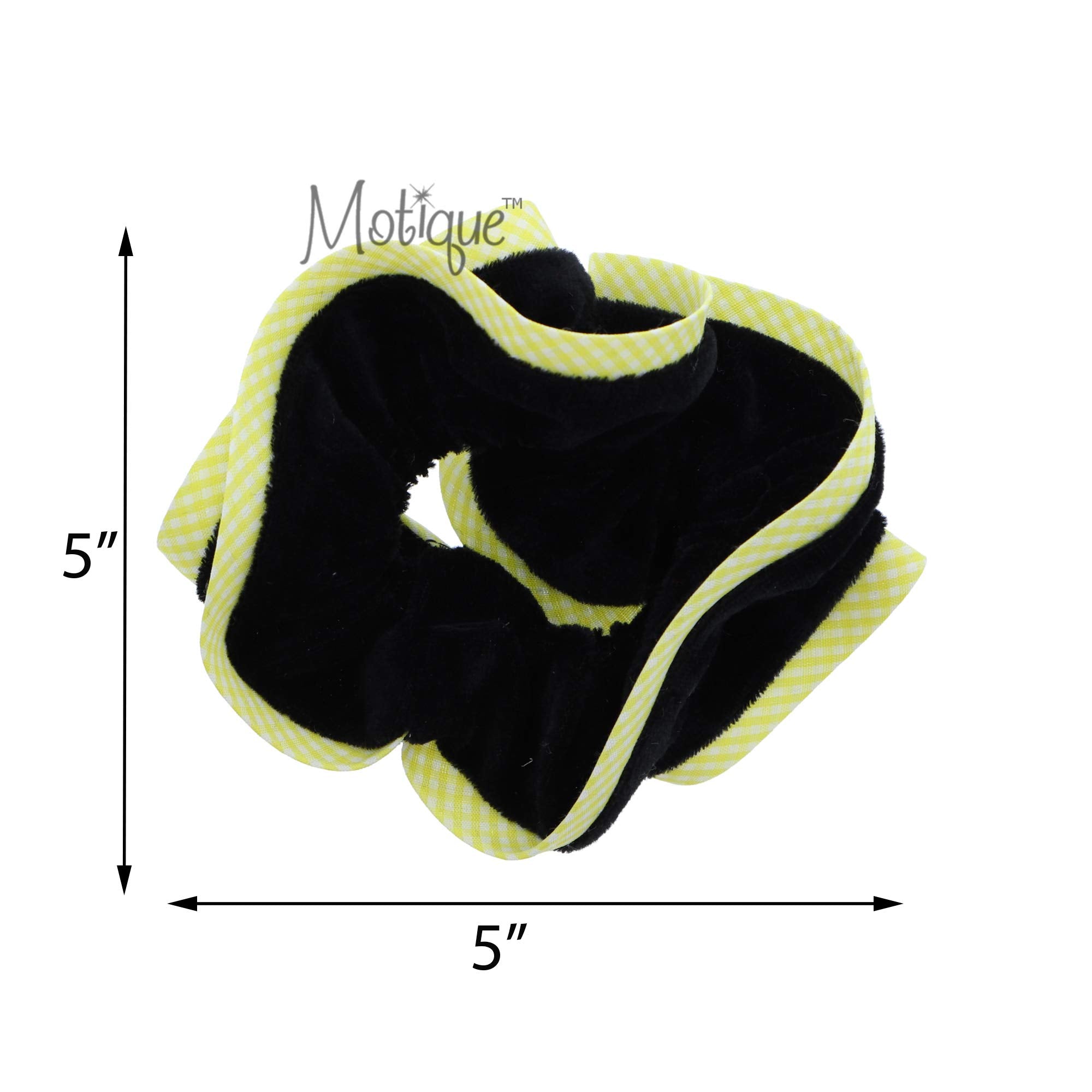 Velvet Hair Scrunchie with Yellow Checkered Trim