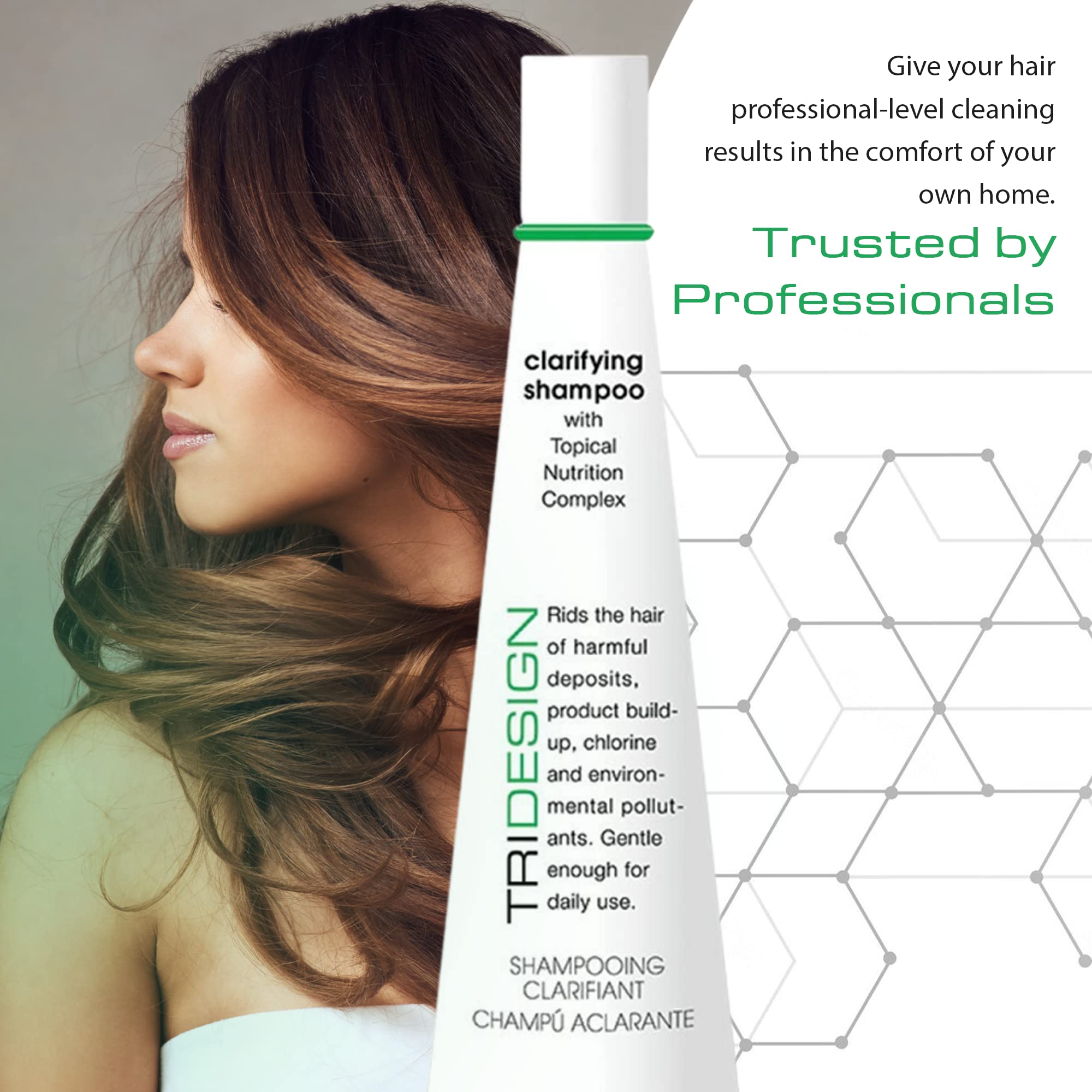 TRI Design Hair Care Clarifying Shampoo - Liquid Shampoo for Hair Deep Cleansing - Build Up & Impurities - Perfect Hair Care Pro