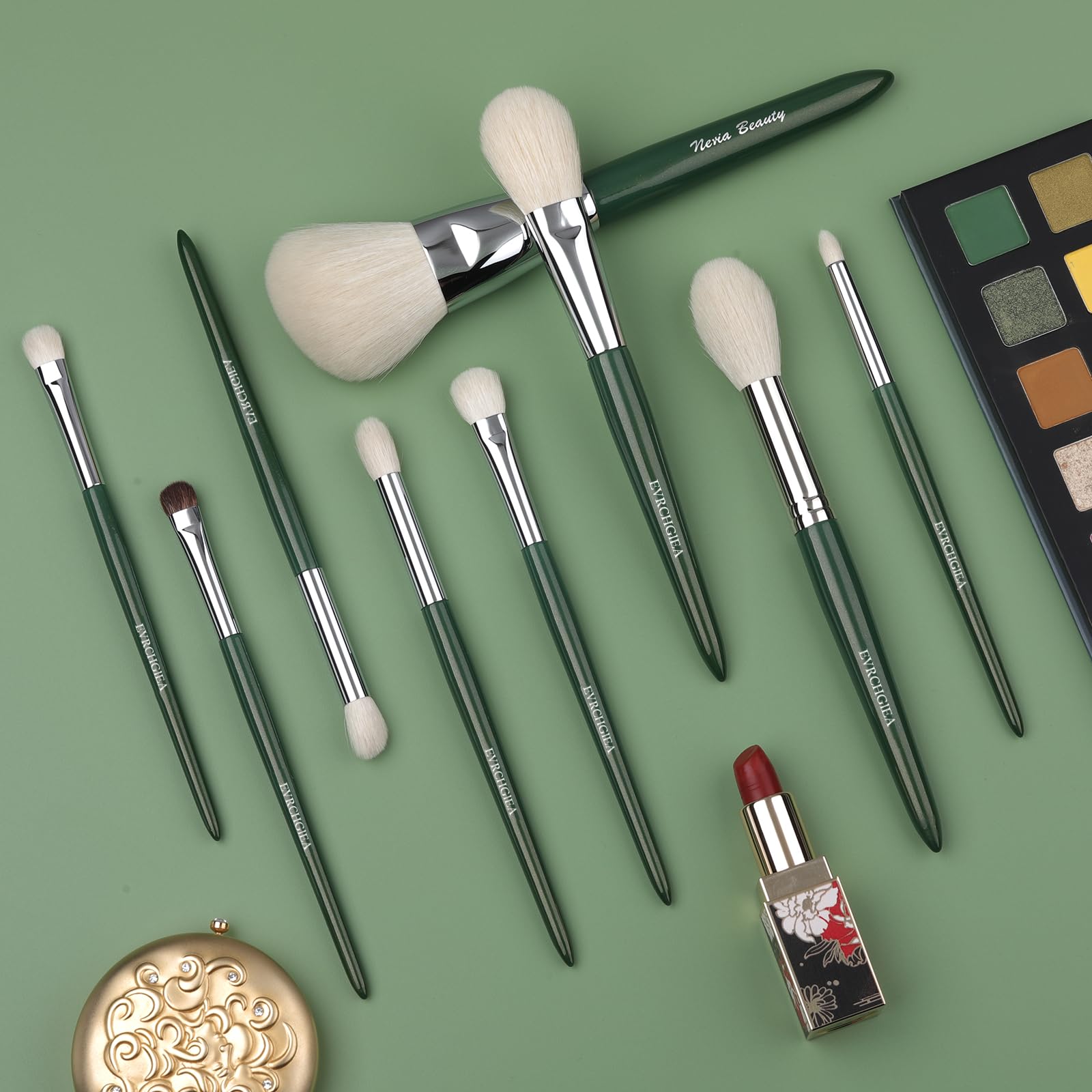 Natural Goat Hair Makeup Brushes Set Labeled 9 Piece Face And Eye Brush Set Ultra Soft Hair Foundation, Concealer, Blush, Contou