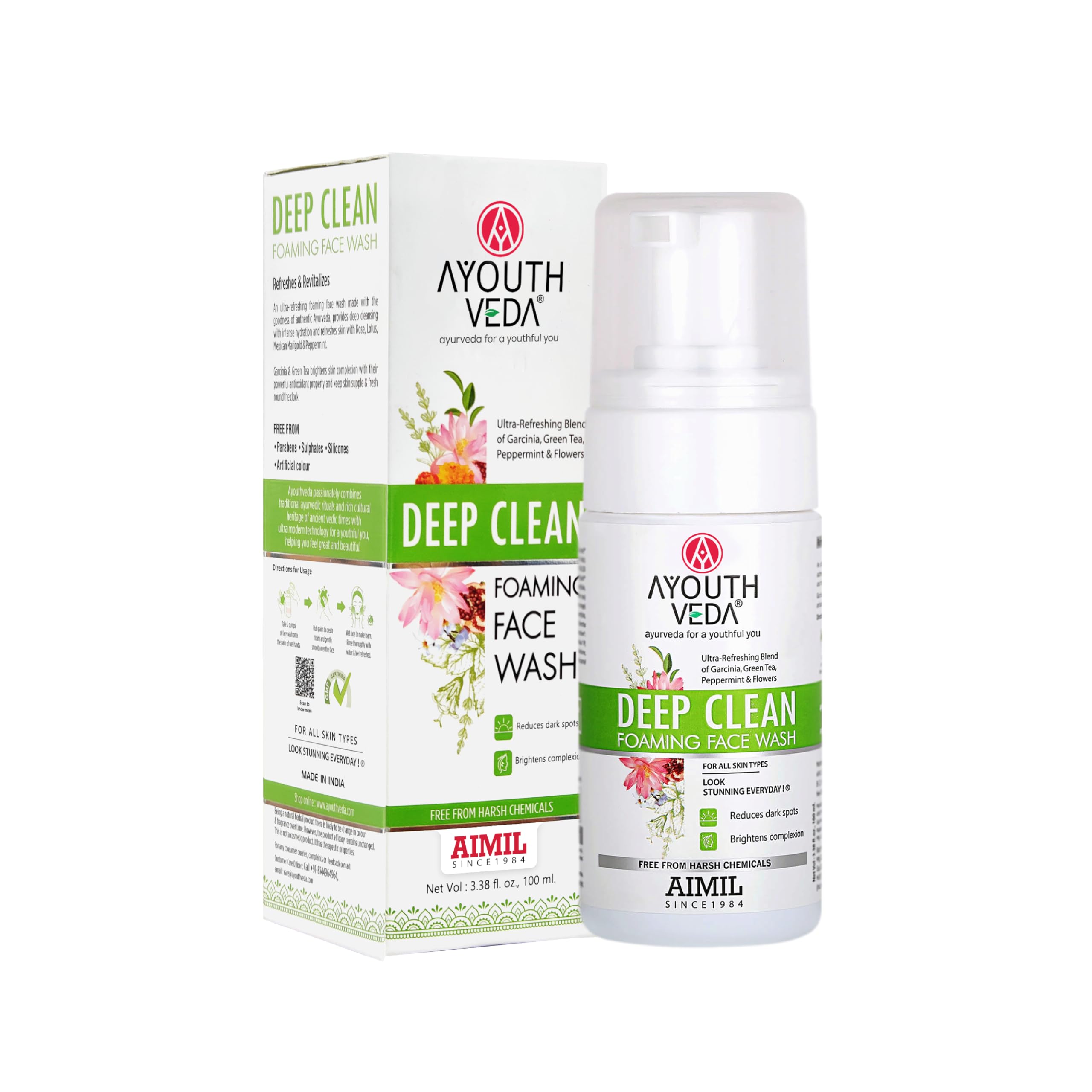 Ayouthveda Deep Clean Foaming Face Wash For Men & Women | Helps Reduce Pigmentation & Dark Spots | Gently Purifies Pores & Brigh