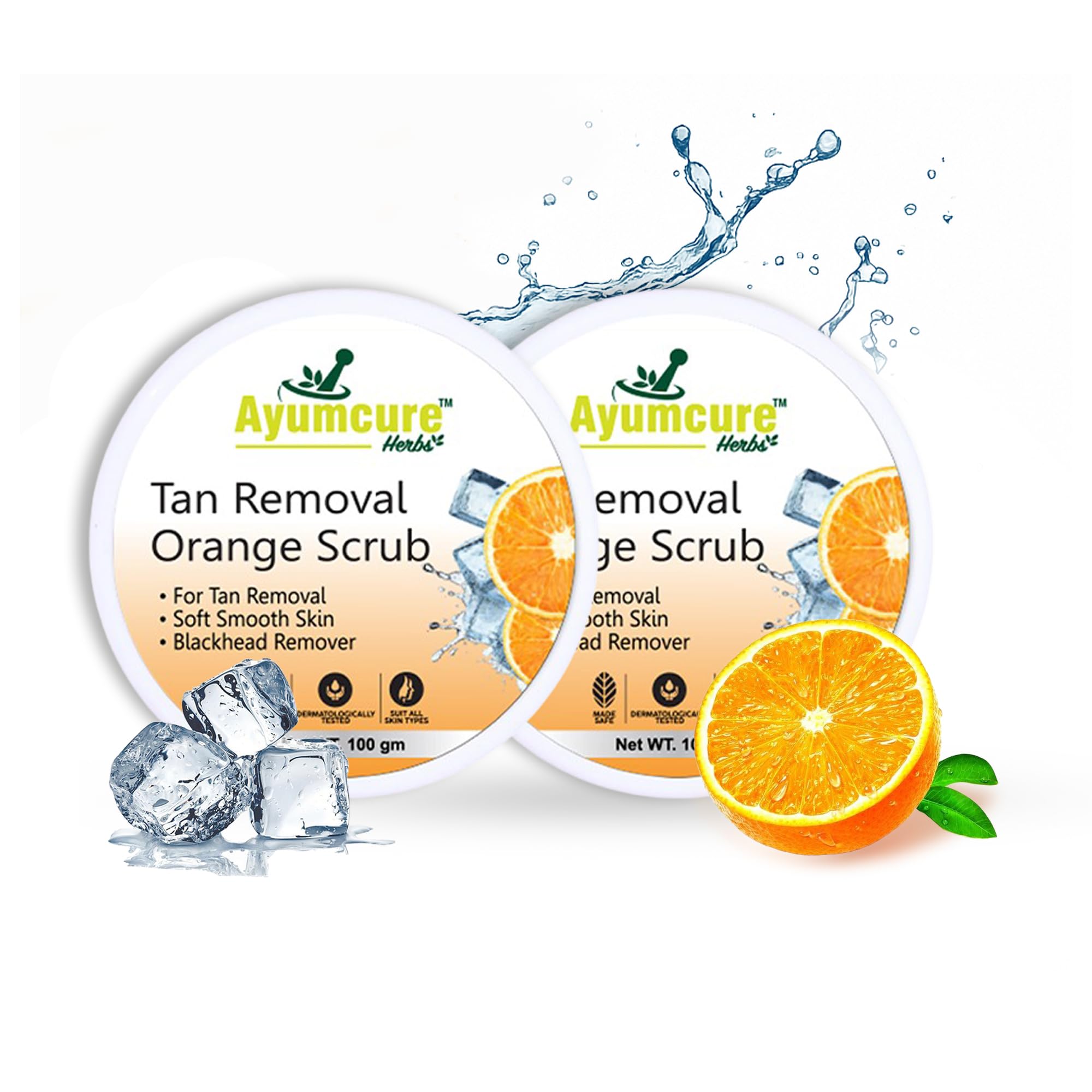 Ayumcure Orange Tan Removal Face Scrub For Men & Women | 100G | Vitamin C & Walnut Exfoliator | Brightens Skin, Removes Dead Cel